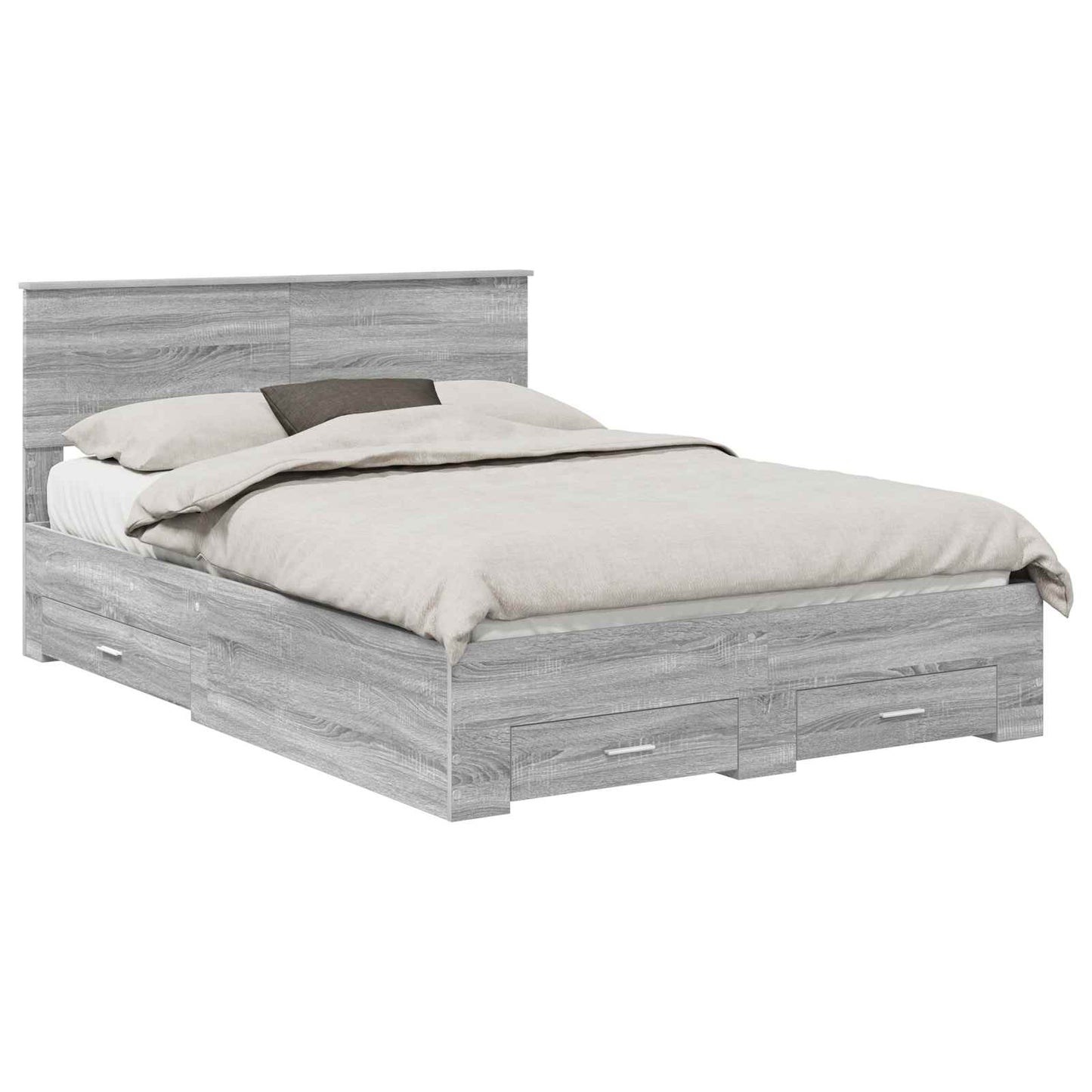 Bed Frame with Drawer Grey Sonoma 140 x 200 cm Engineered Wood