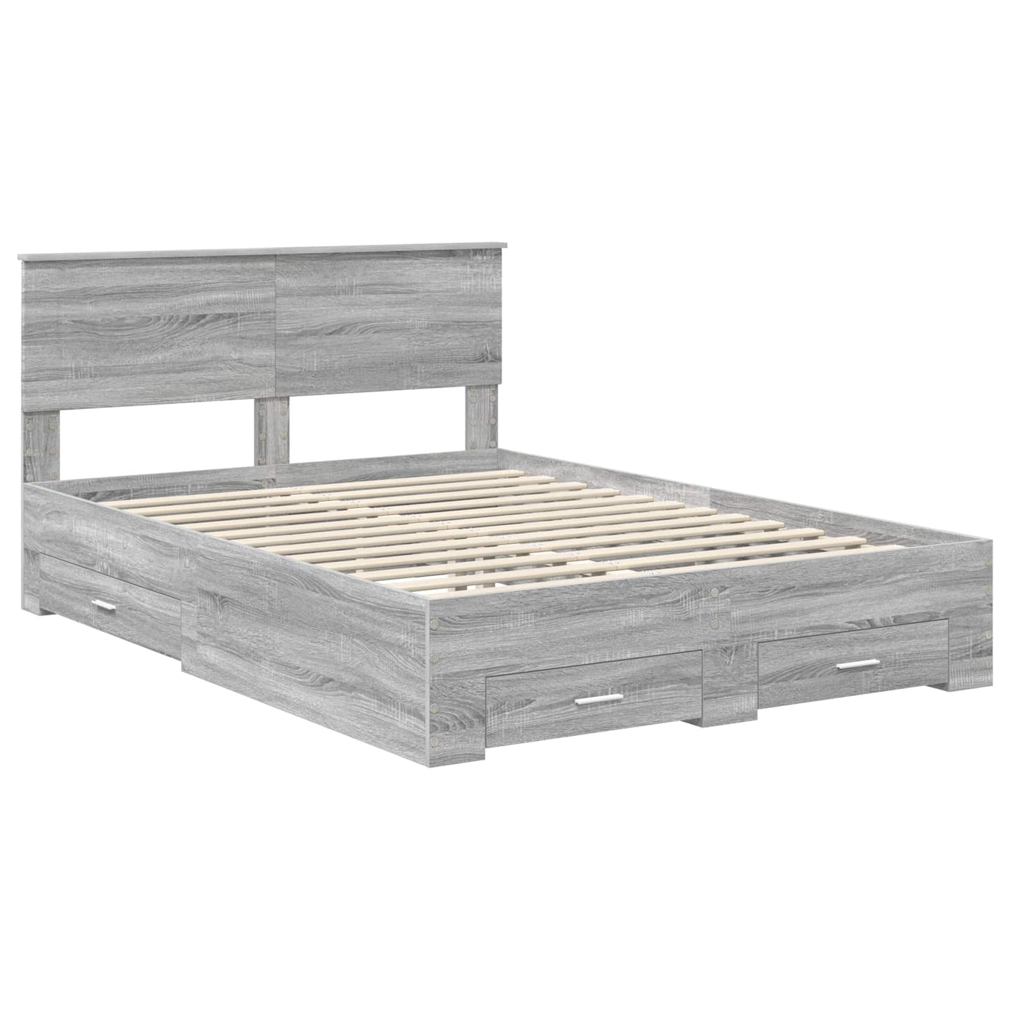 Bed Frame with Drawer Grey Sonoma 140 x 200 cm Engineered Wood