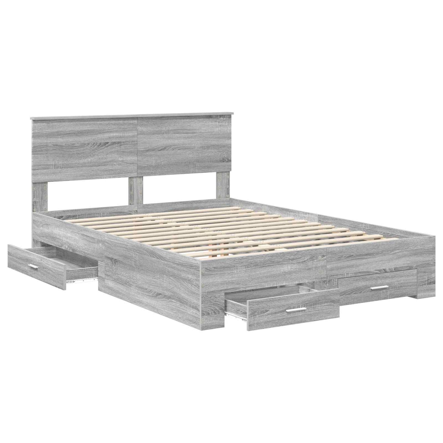 Bed Frame with Drawer Grey Sonoma 140 x 200 cm Engineered Wood