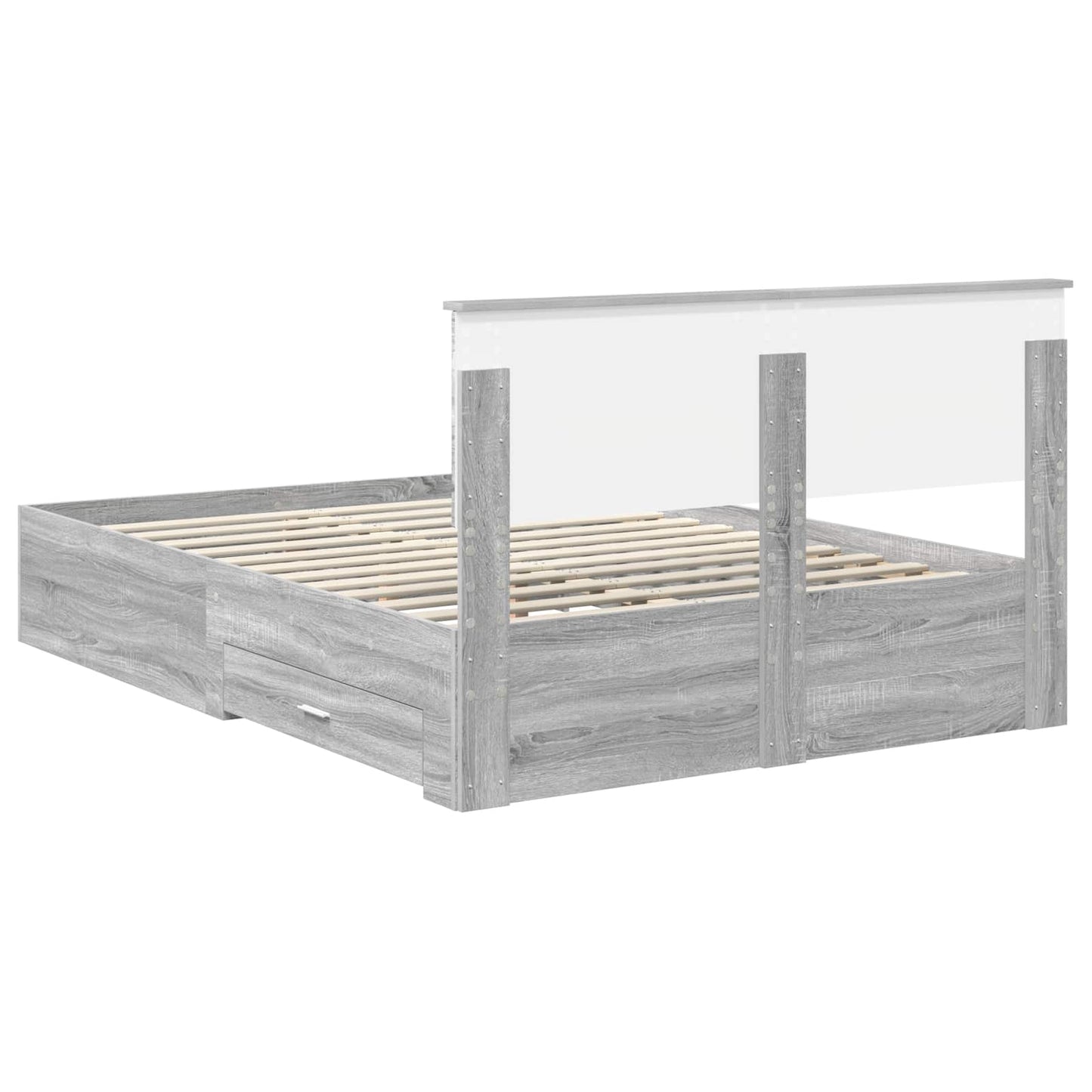 Bed Frame with Drawer Grey Sonoma 140 x 200 cm Engineered Wood