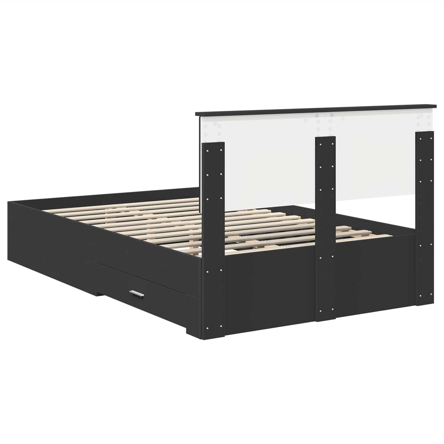 Bed Frame with Headboard Black 135 x 190 cm Engineered Wood