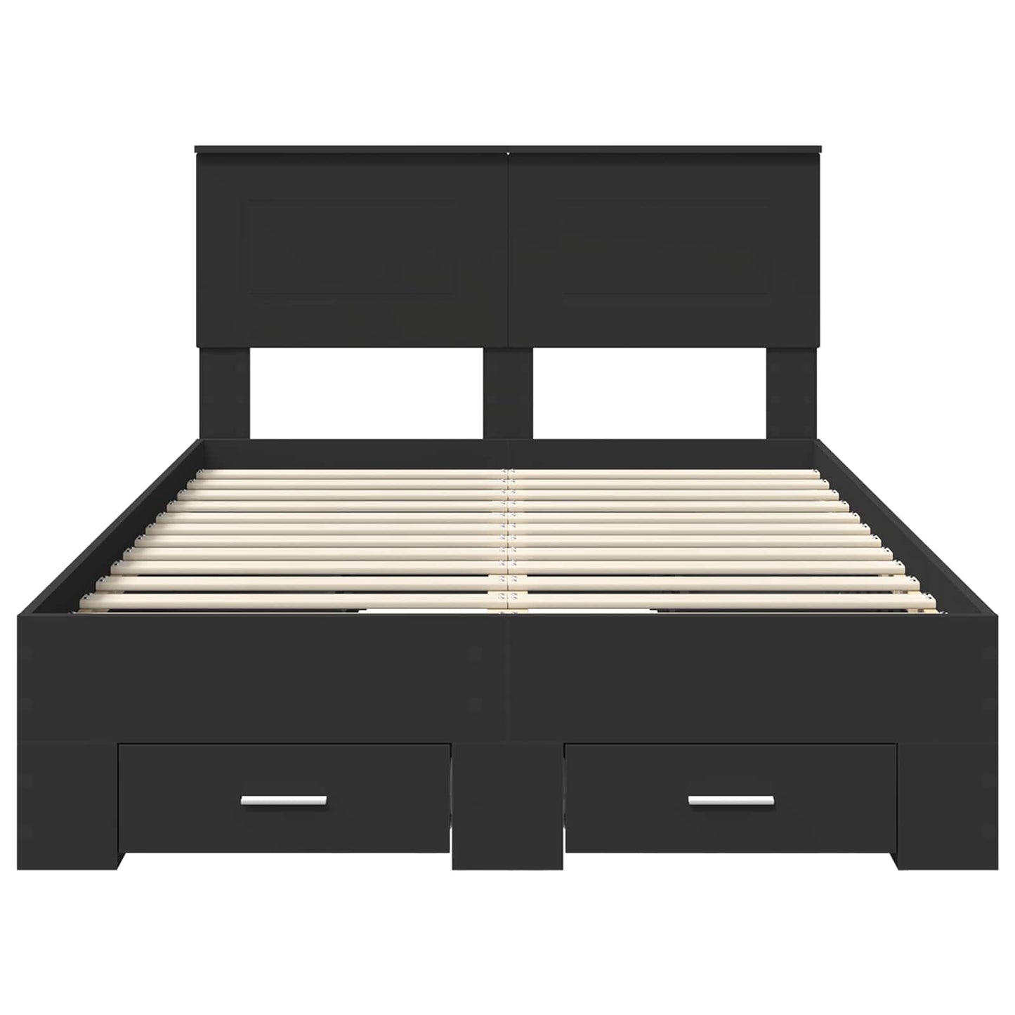 Bed Frame with Headboard Black 135 x 190 cm Engineered Wood