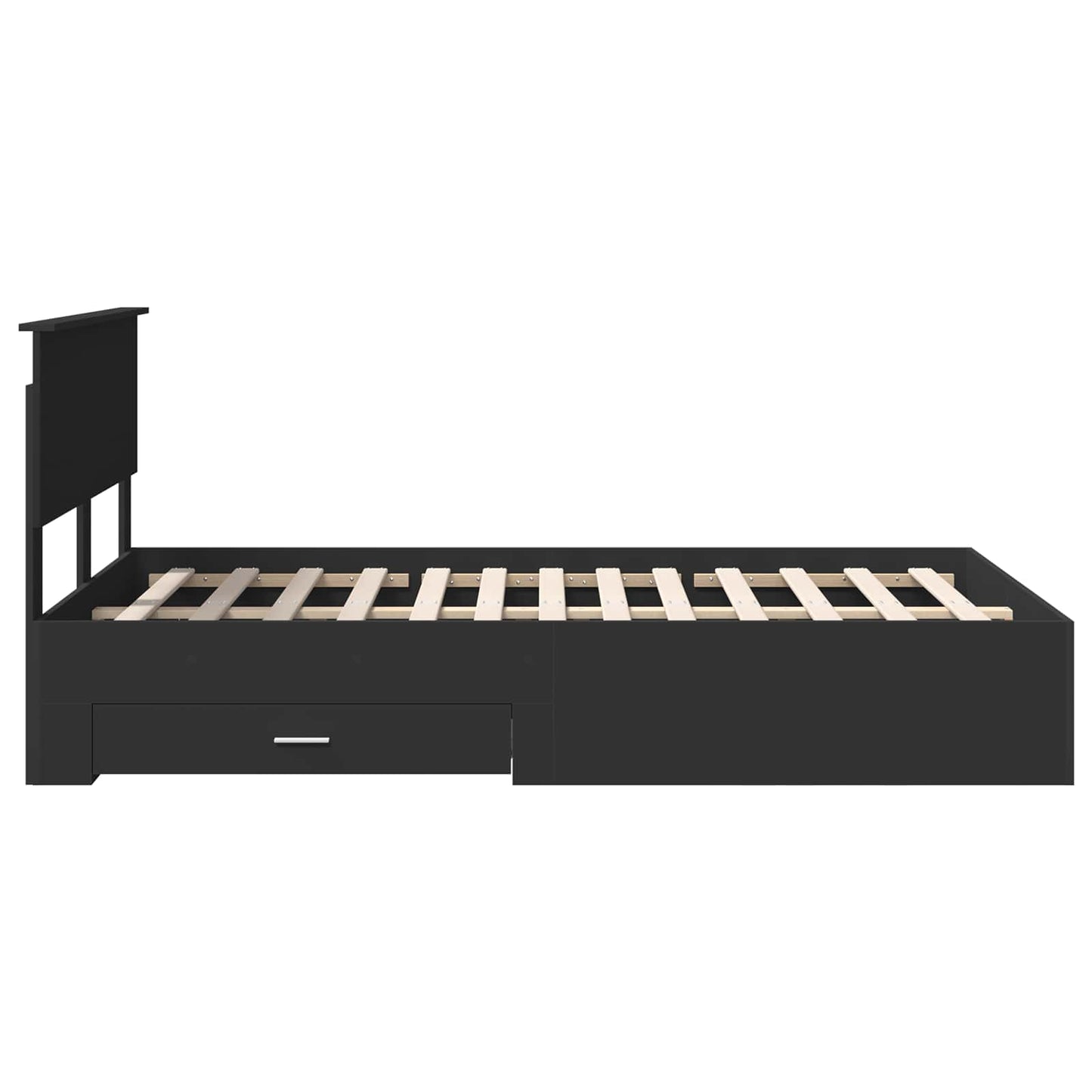 Bed Frame with Headboard Black 135 x 190 cm Engineered Wood