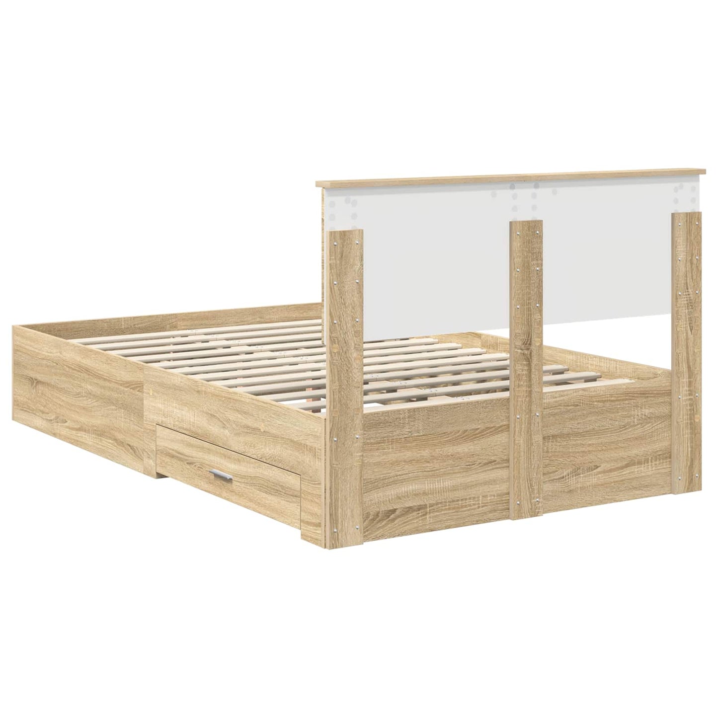 Bed Frame with Drawer Sonoma Oak 135 x 190 cm Engineered Wood