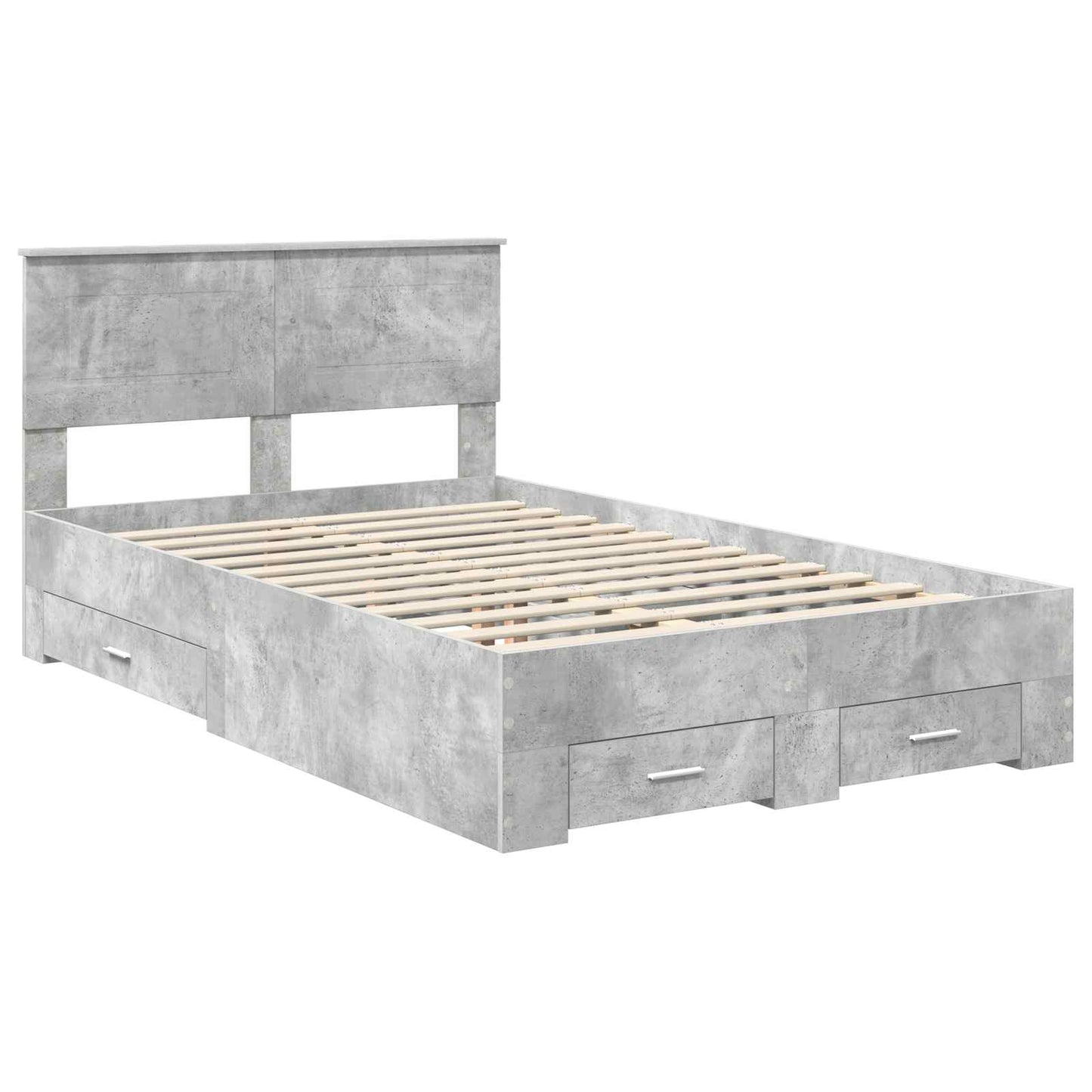 Bed Frame Concrete Grey 135 x 190 cm Engineered Wood