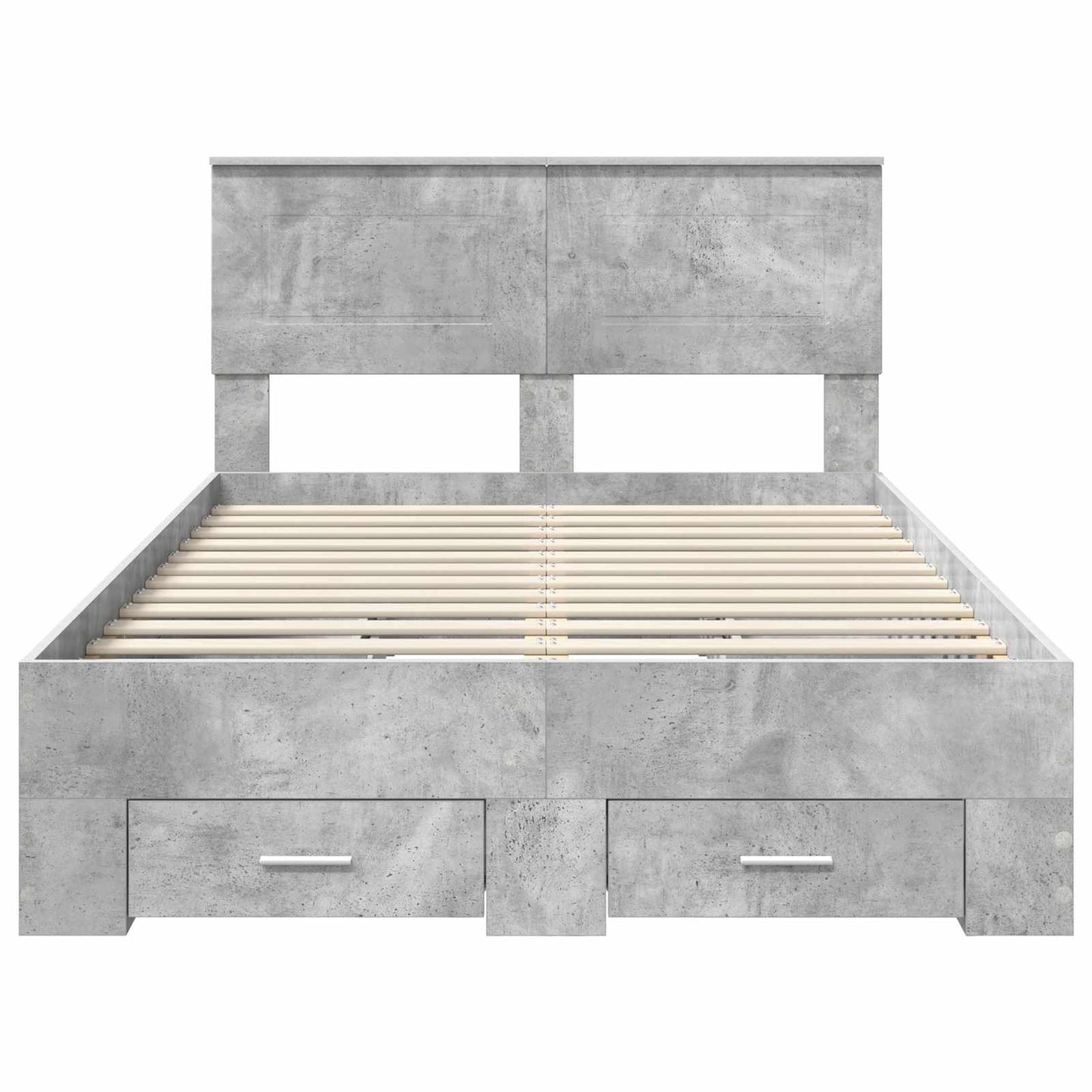 Bed Frame Concrete Grey 135 x 190 cm Engineered Wood