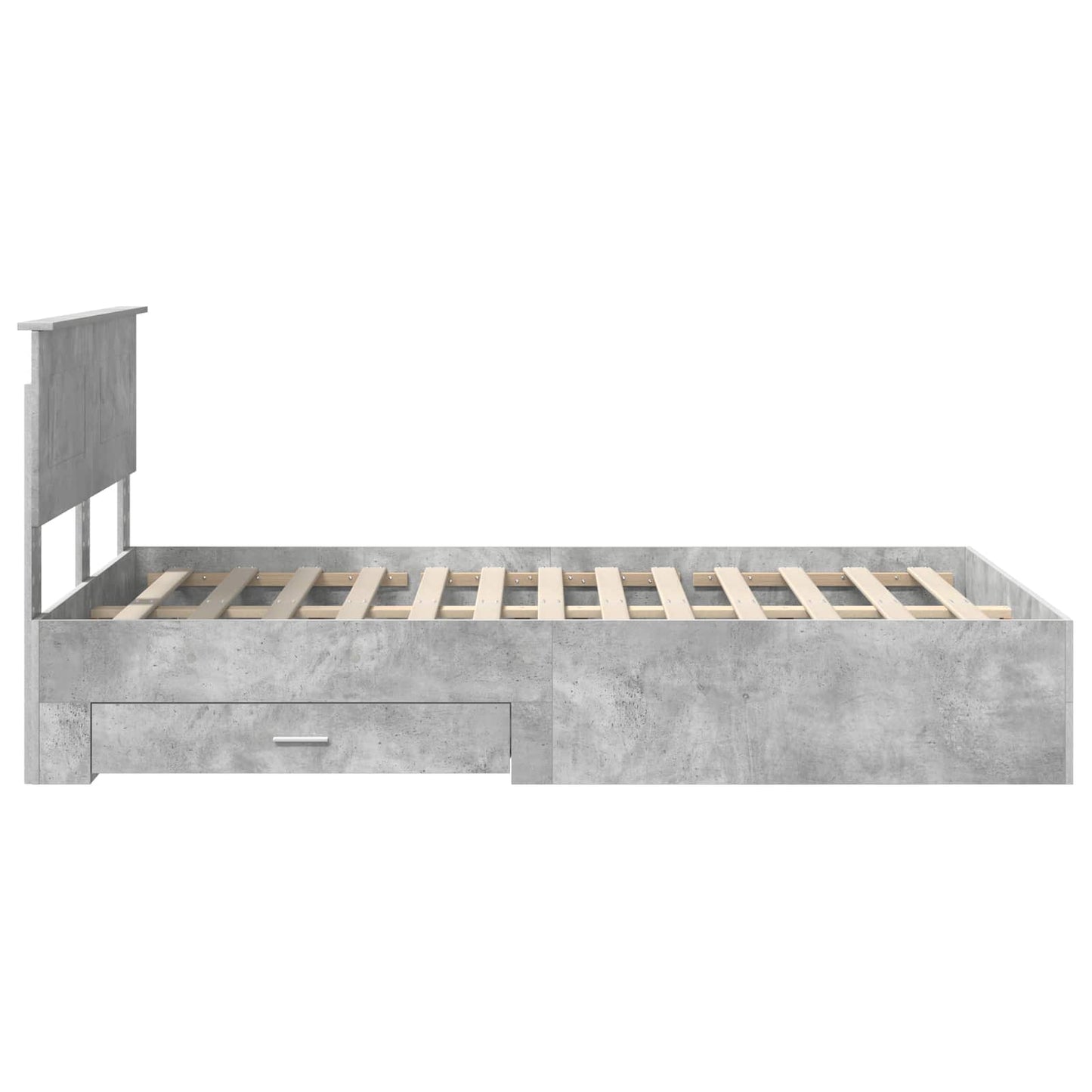Bed Frame Concrete Grey 135 x 190 cm Engineered Wood