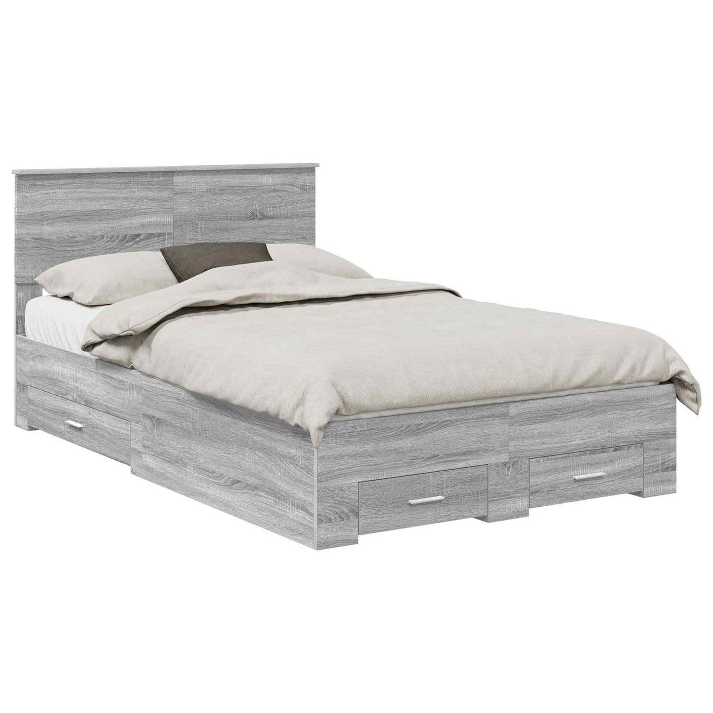 Bed Frame with Drawer Grey Sonoma 135 x 190 cm Engineered Wood