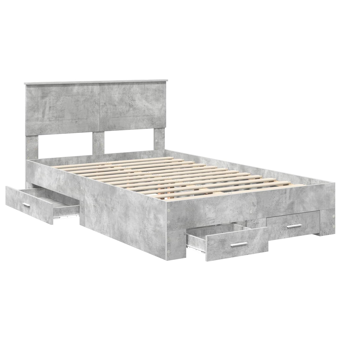 Bed Frame Concrete Grey 120 x 190 cm Engineered Wood