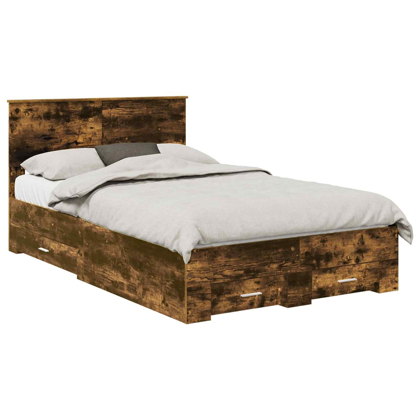 Bed Frame with Drawer Smoked Oak 120 x 190 cm Engineered Wood