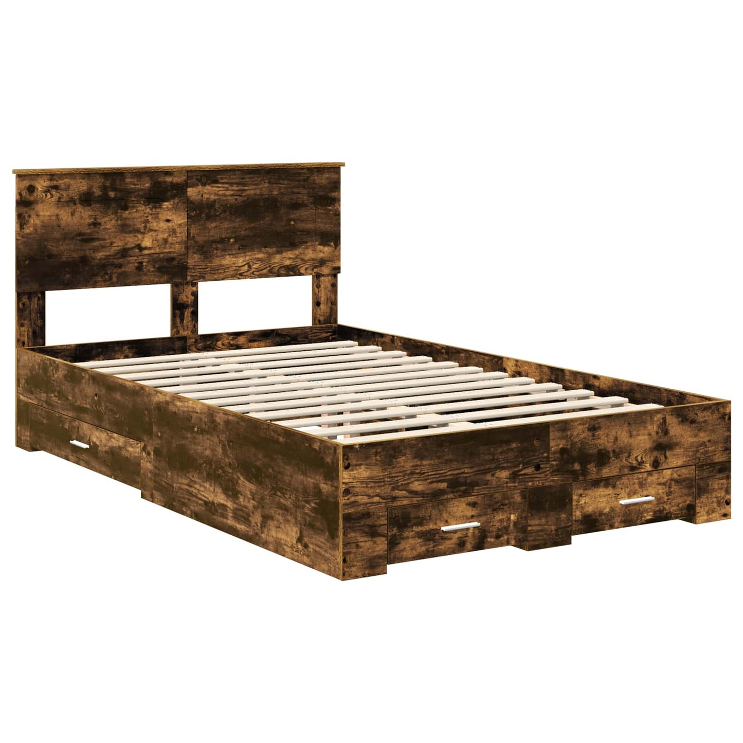 Bed Frame with Drawer Smoked Oak 120 x 190 cm Engineered Wood