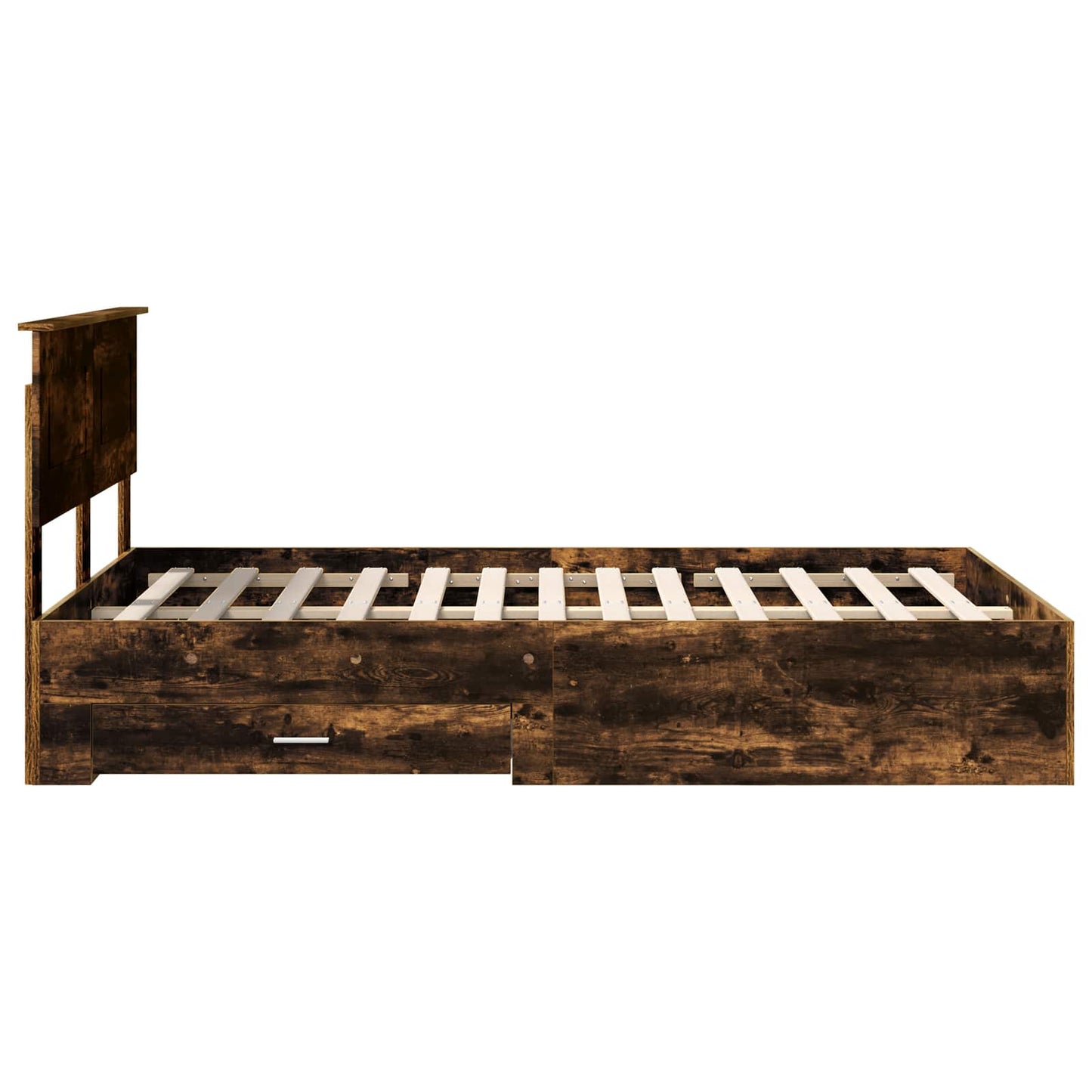 Bed Frame with Drawer Smoked Oak 120 x 200 cm Engineered Wood