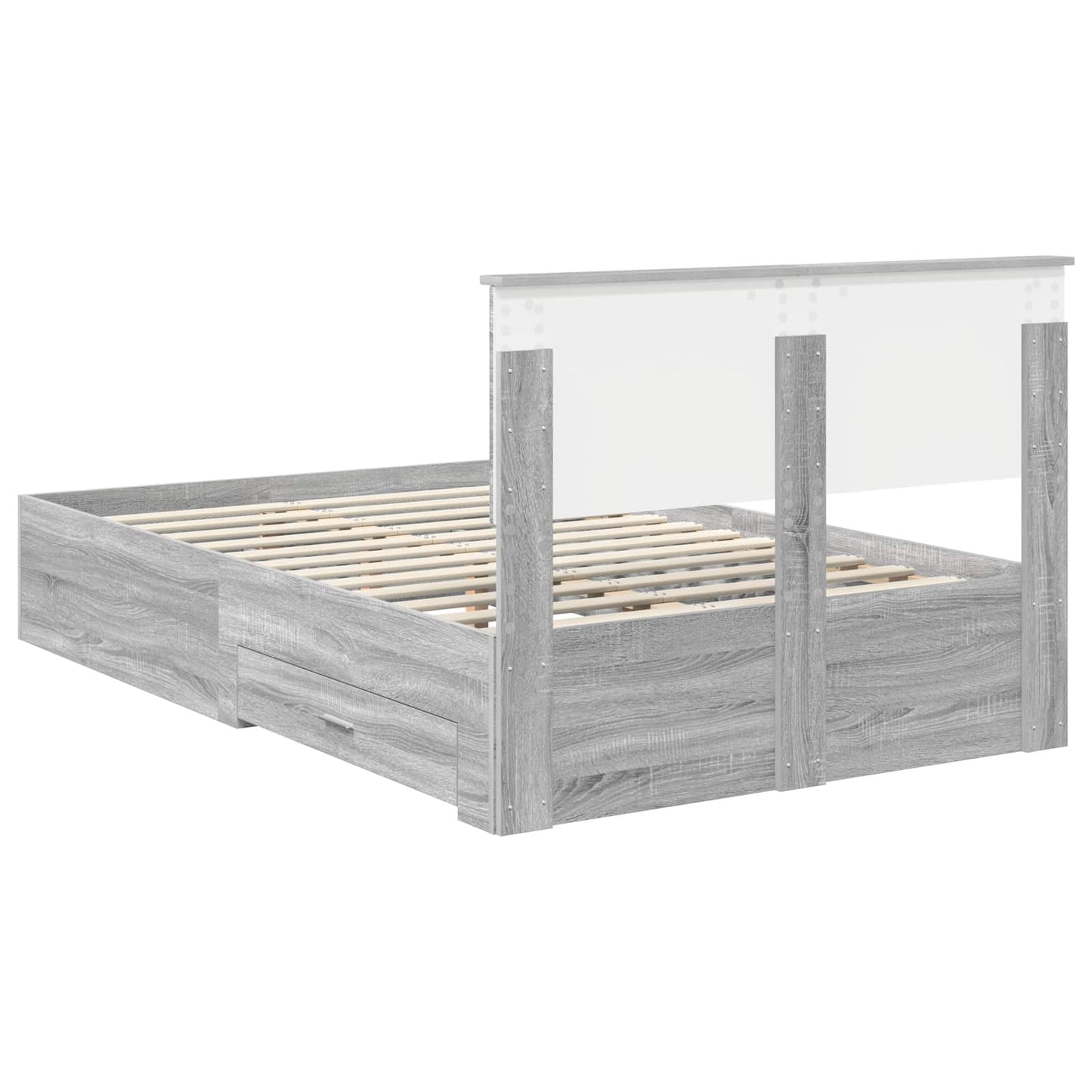 Bed Frame with Drawer Grey Sonoma 120 x 200 cm Engineered Wood