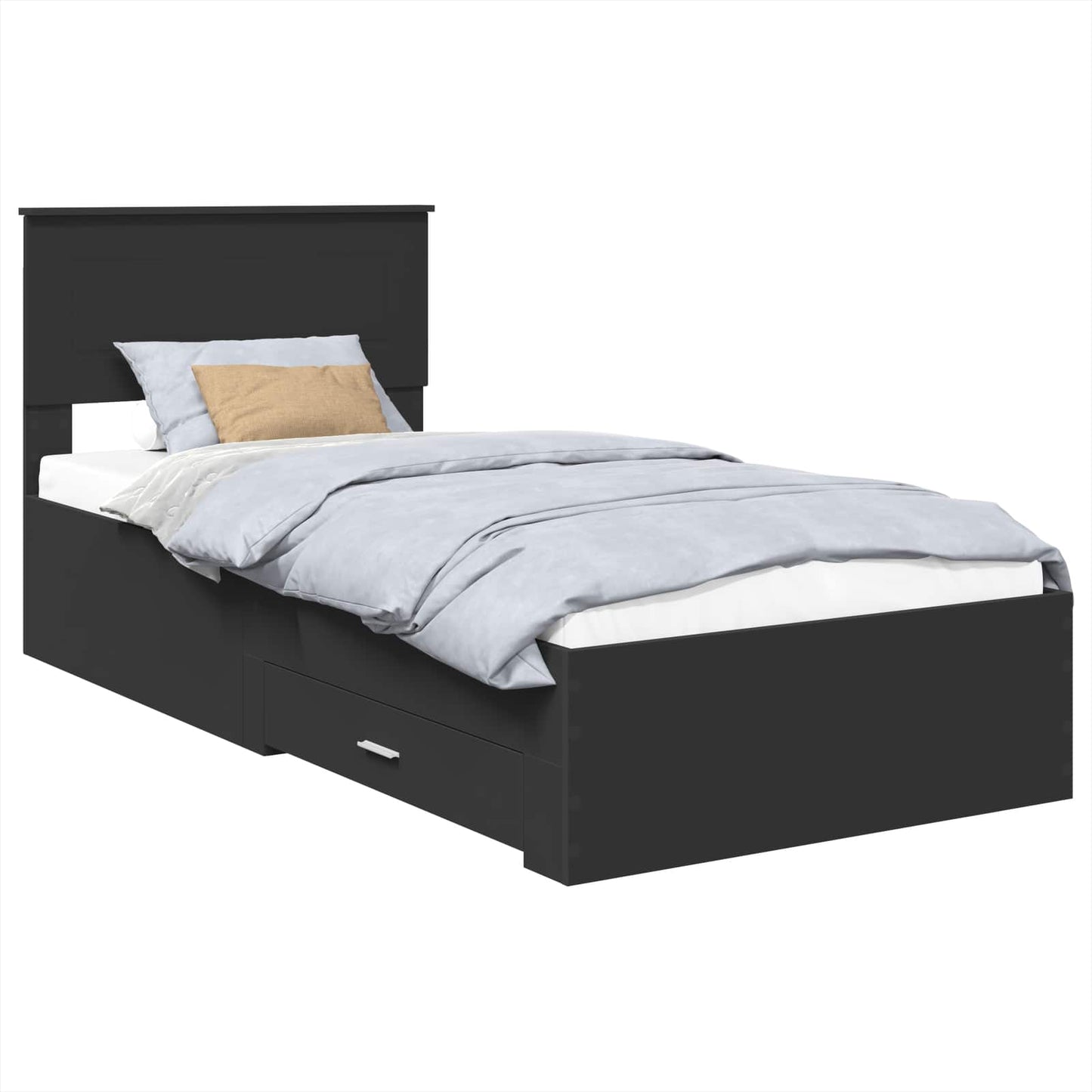 Bed Frame Black and Silver 100 x 200 cm Engineered Wood