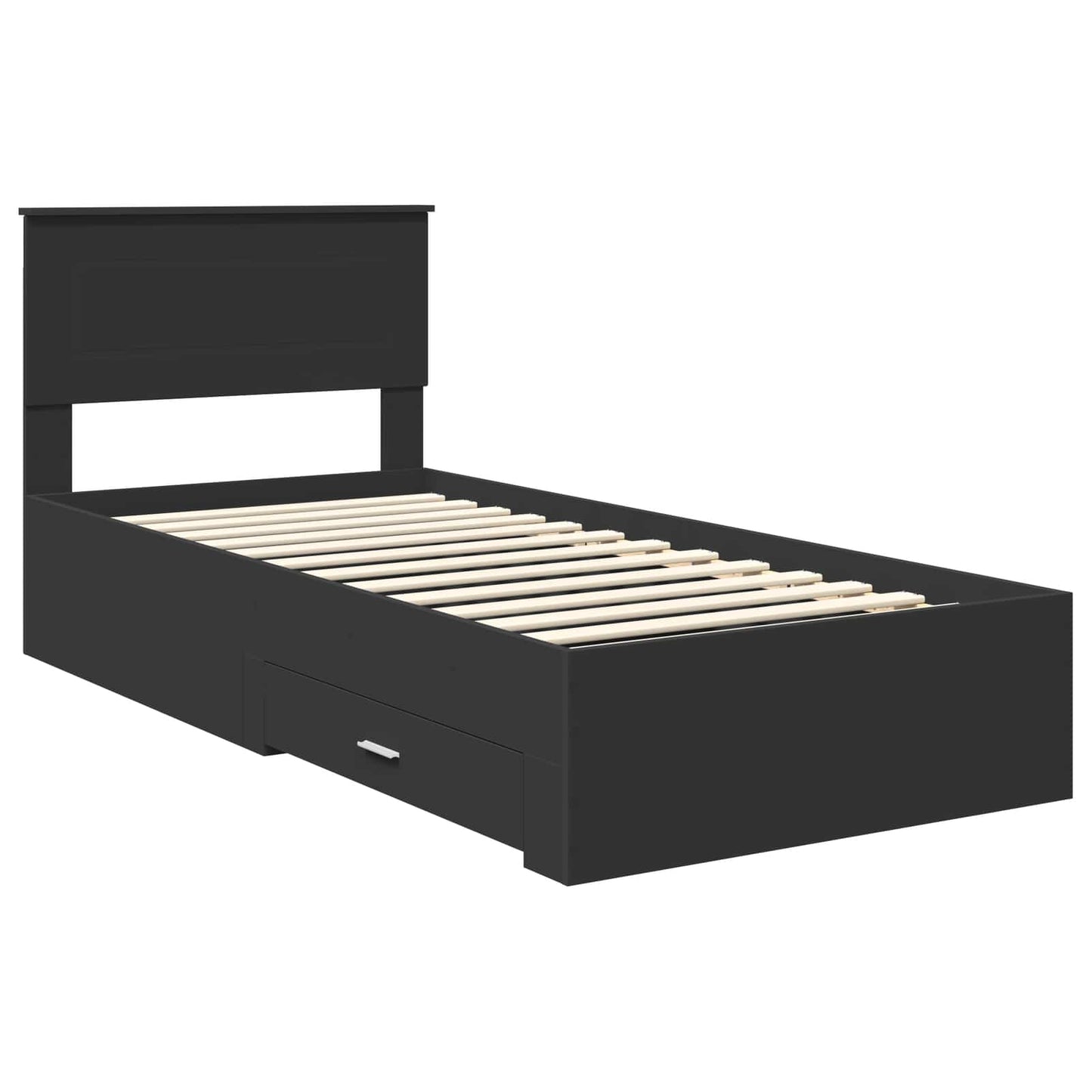 Bed Frame Black and Silver 100 x 200 cm Engineered Wood
