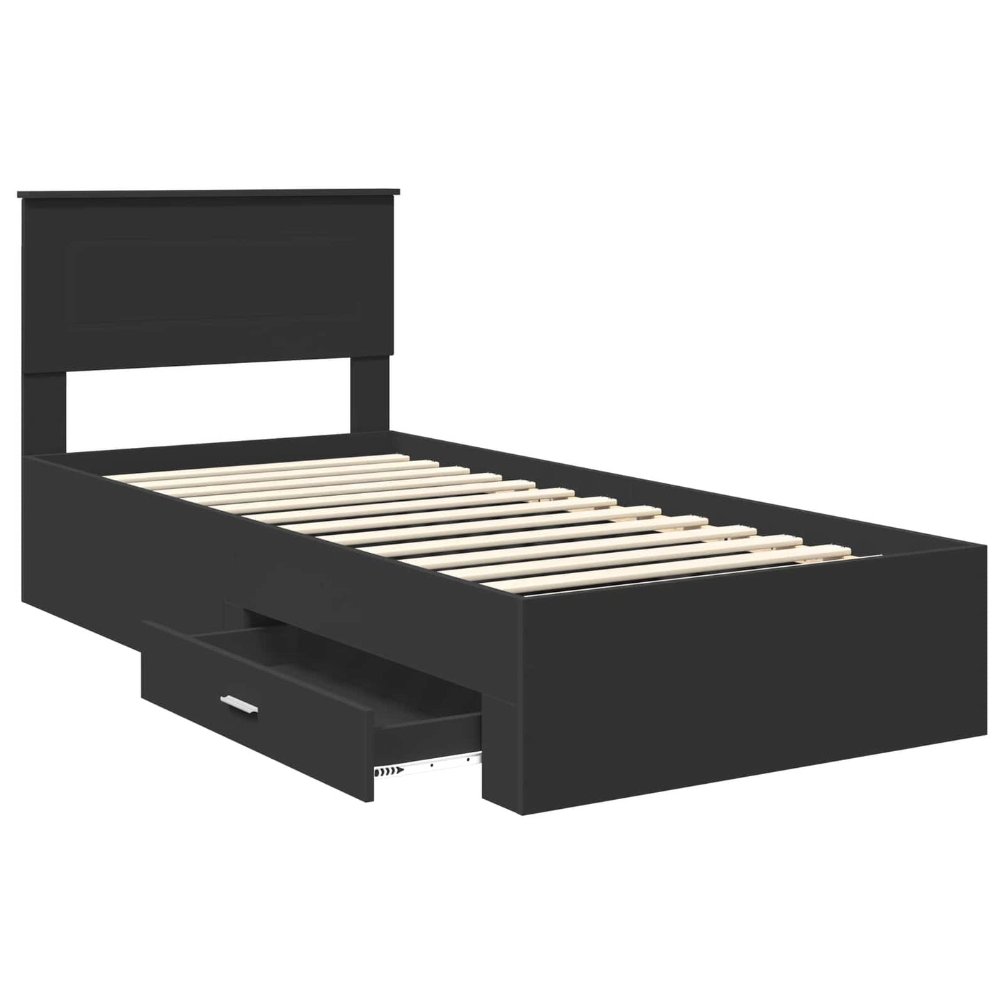 Bed Frame Black and Silver 100 x 200 cm Engineered Wood
