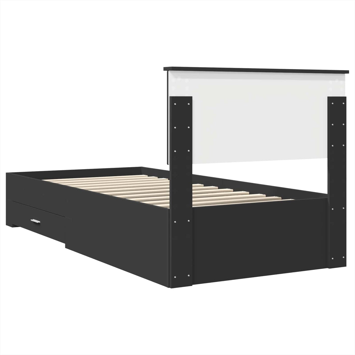 Bed Frame Black and Silver 100 x 200 cm Engineered Wood