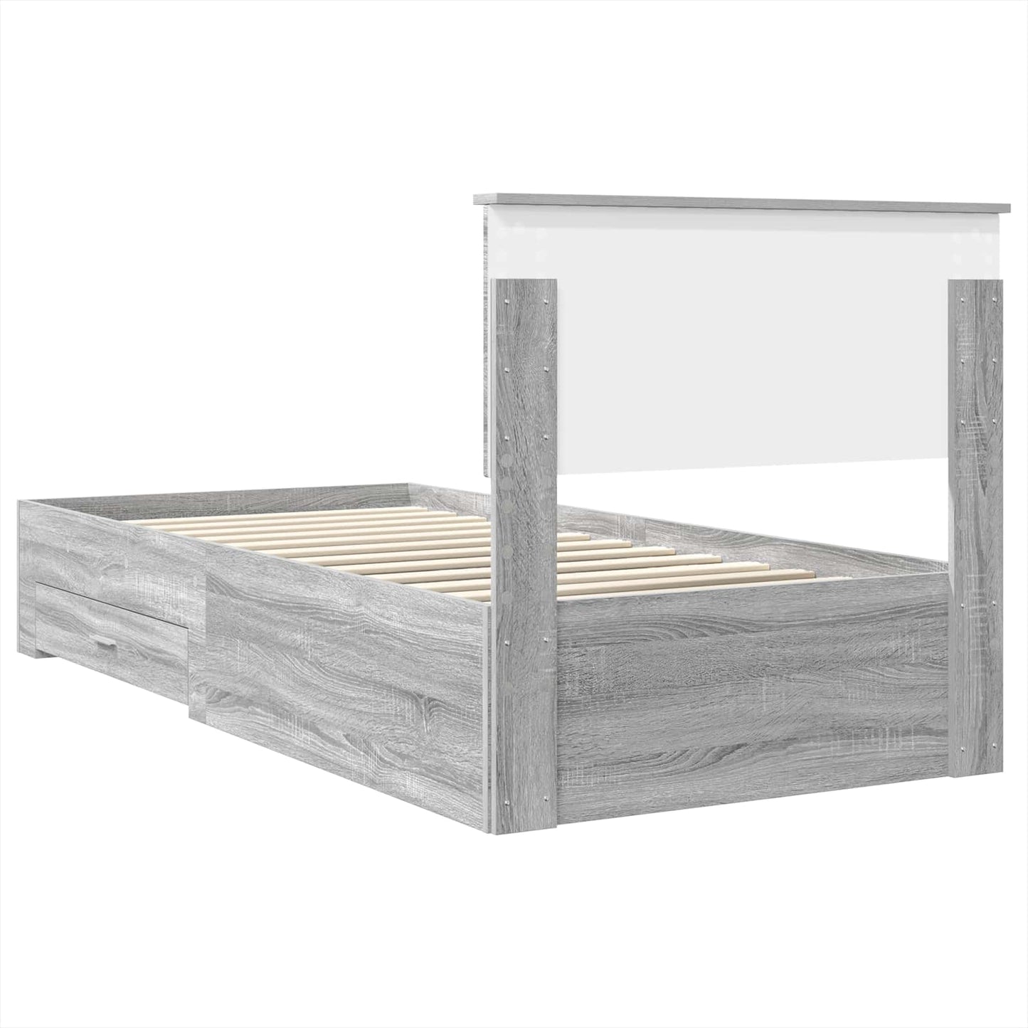 Bed Frame with Drawer Grey Sonoma 100 x 200 cm Engineered Wood