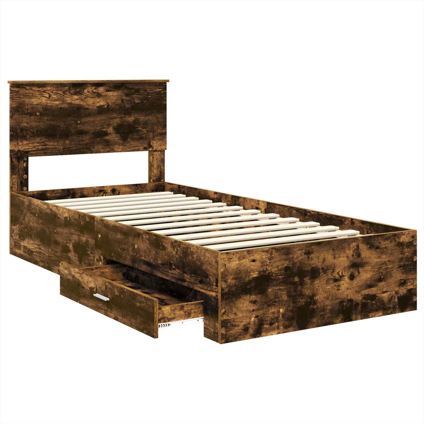 Bed Frame with Headboard Smoked Oak 90 x 190 cm Engineered Wood