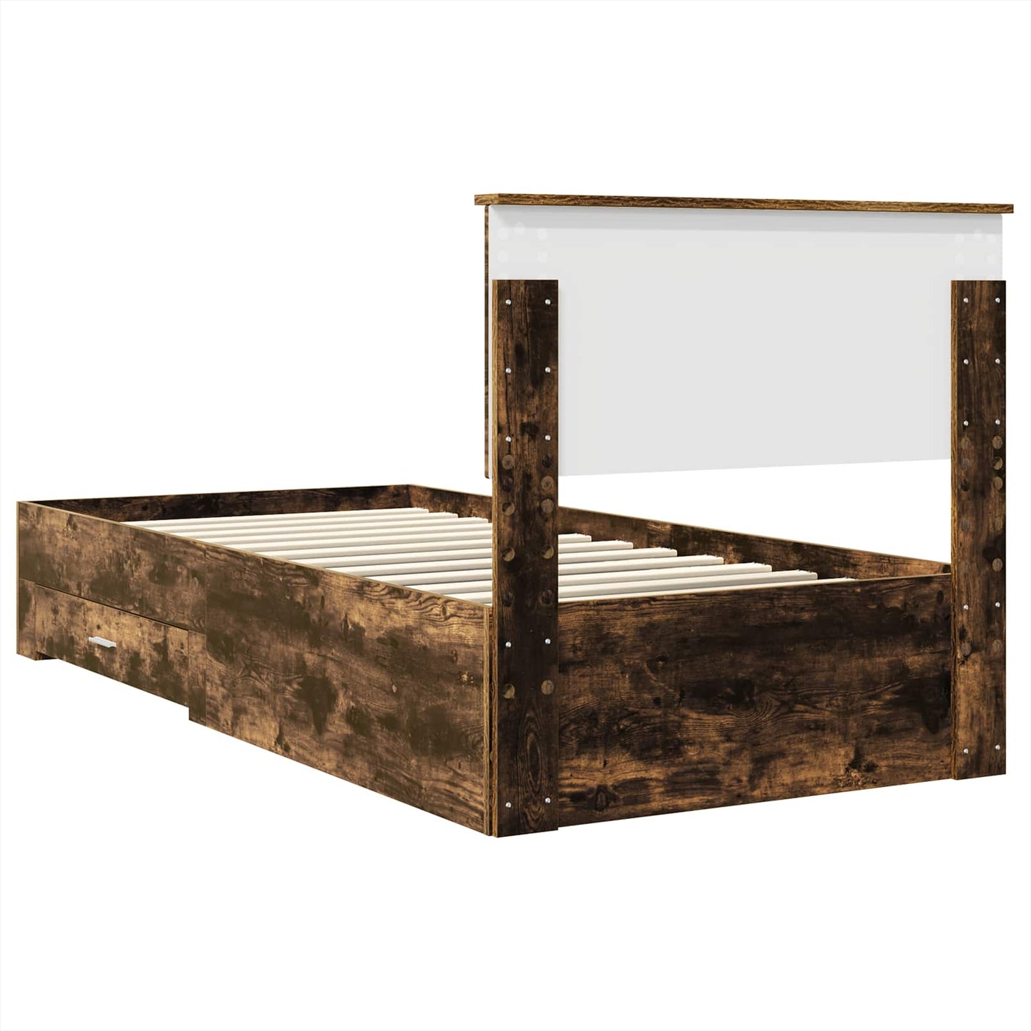 Bed Frame with Headboard Smoked Oak 90 x 190 cm Engineered Wood