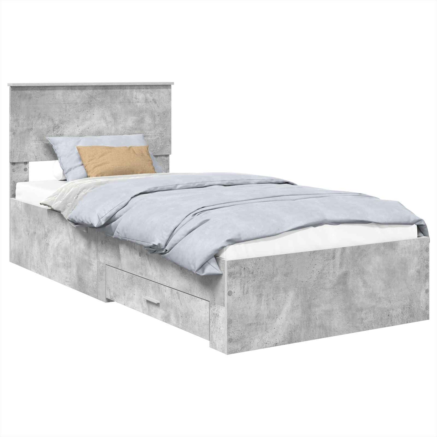 Bed Frame with Drawer Concrete Grey 90 x 200 cm Engineered Wood