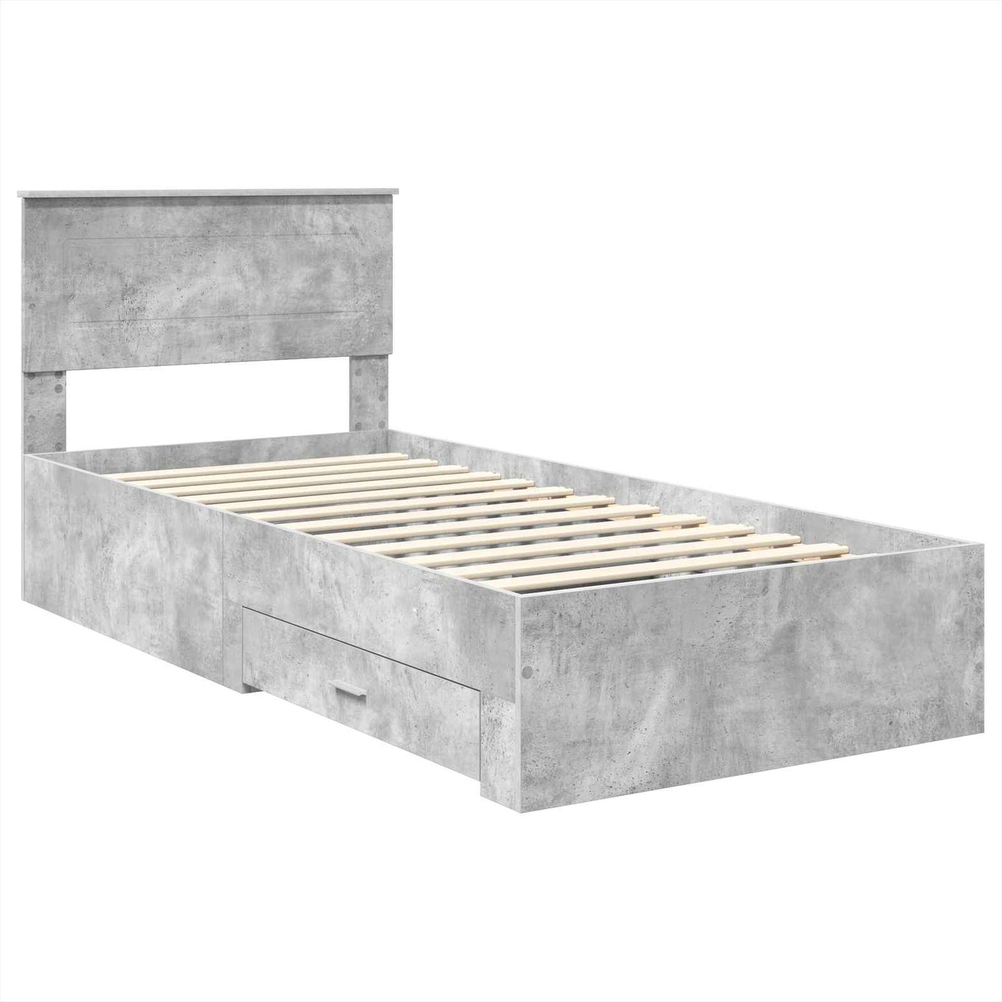 Bed Frame with Drawer Concrete Grey 90 x 200 cm Engineered Wood
