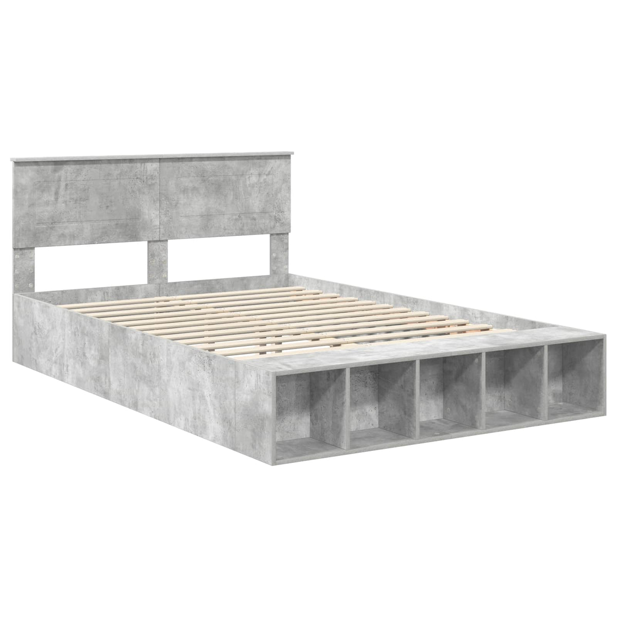 Bed Frame with Shelf Concrete Grey 160 x 200 cm Engineered Wood