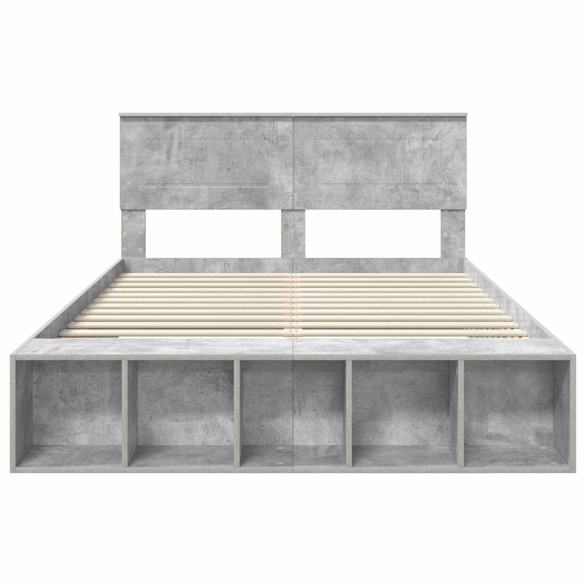 Bed Frame with Shelf Concrete Grey 160 x 200 cm Engineered Wood