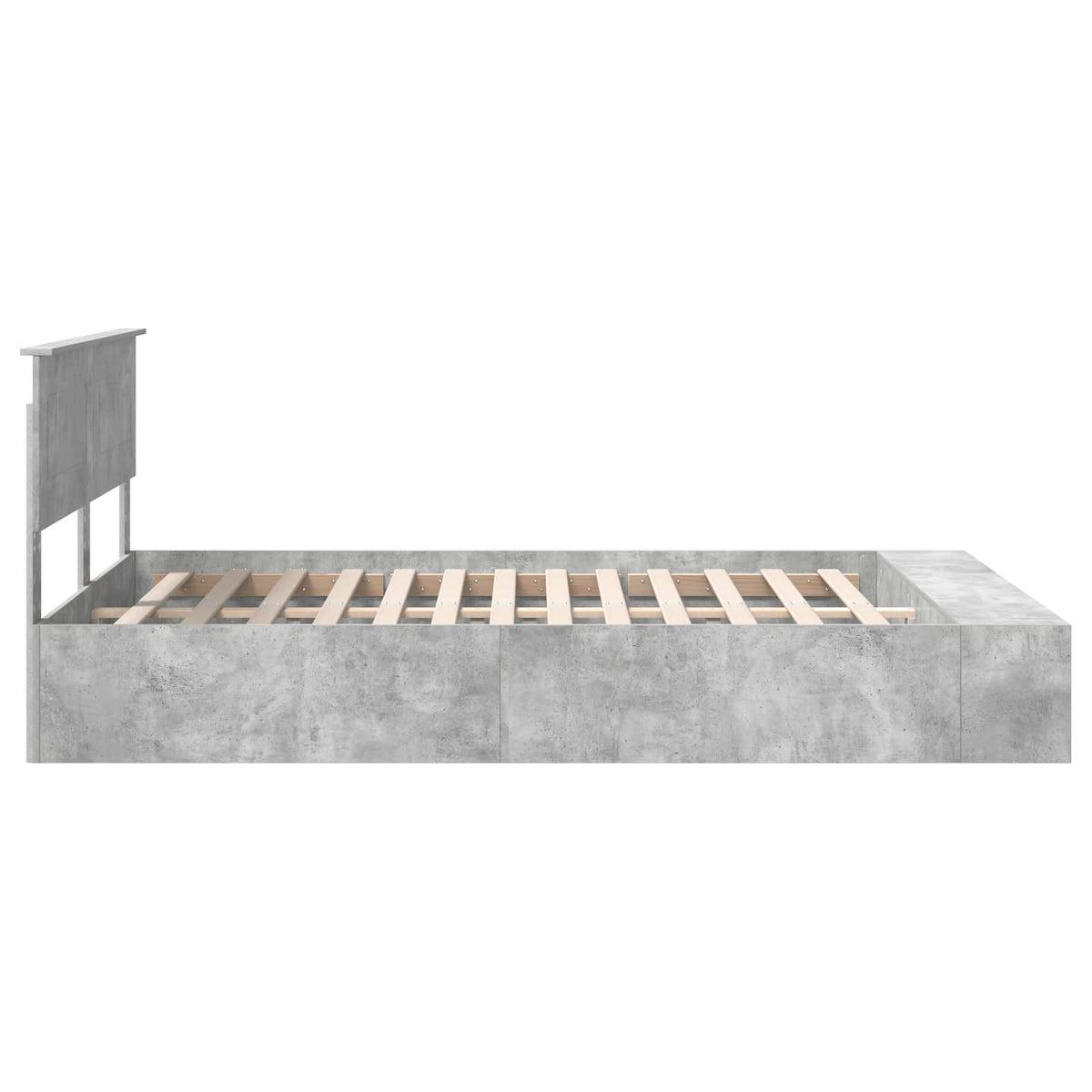 Bed Frame with Shelf Concrete Grey 160 x 200 cm Engineered Wood