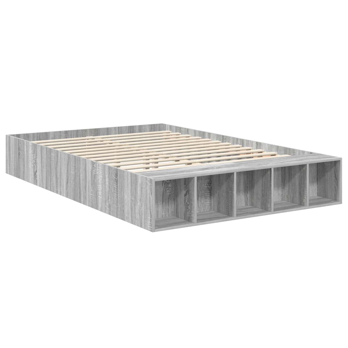 Bed Frame with Shelf Grey Sonoma 150 x 200 cm Engineered Wood