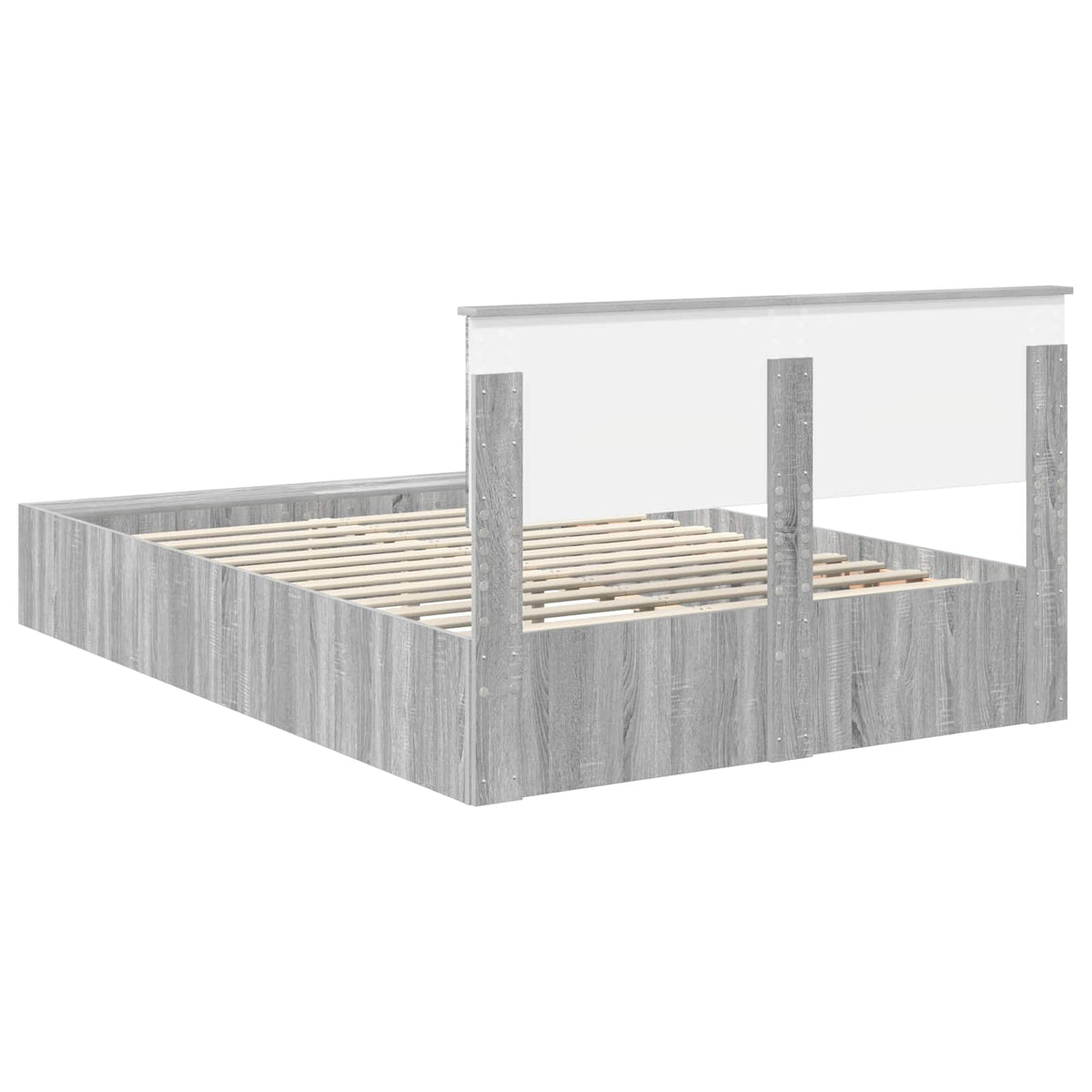 Bed Frame with Shelf Grey Sonoma 150 x 200 cm Engineered Wood