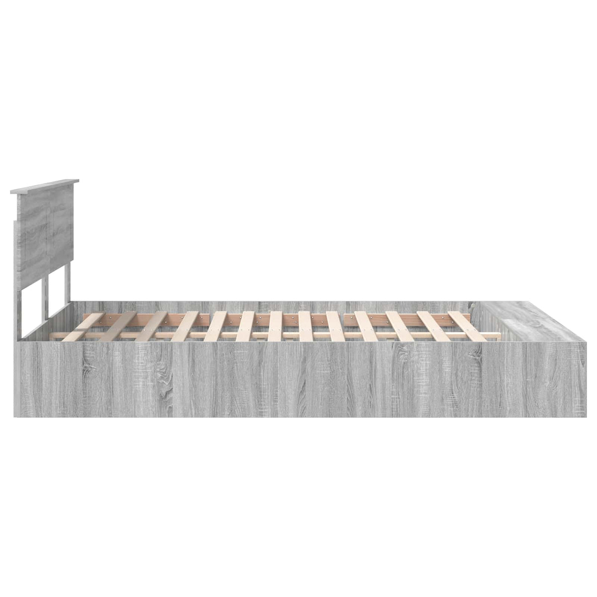 Bed Frame with Shelf Grey Sonoma 150 x 200 cm Engineered Wood
