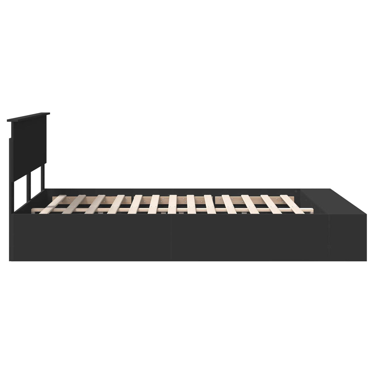 Bed Frame with Shelf Manual Black 140 x 200 cm Engineered Wood