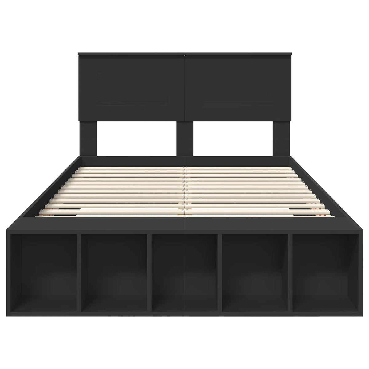 Bed Frame with Shelf Manual Black 135 x 190 cm Engineered Wood