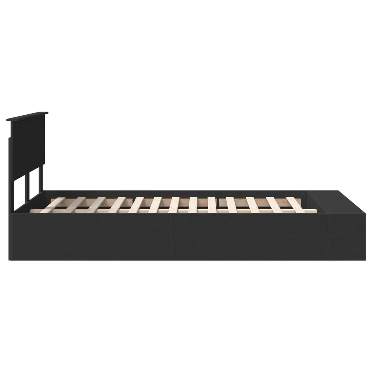 Bed Frame with Shelf Manual Black 135 x 190 cm Engineered Wood