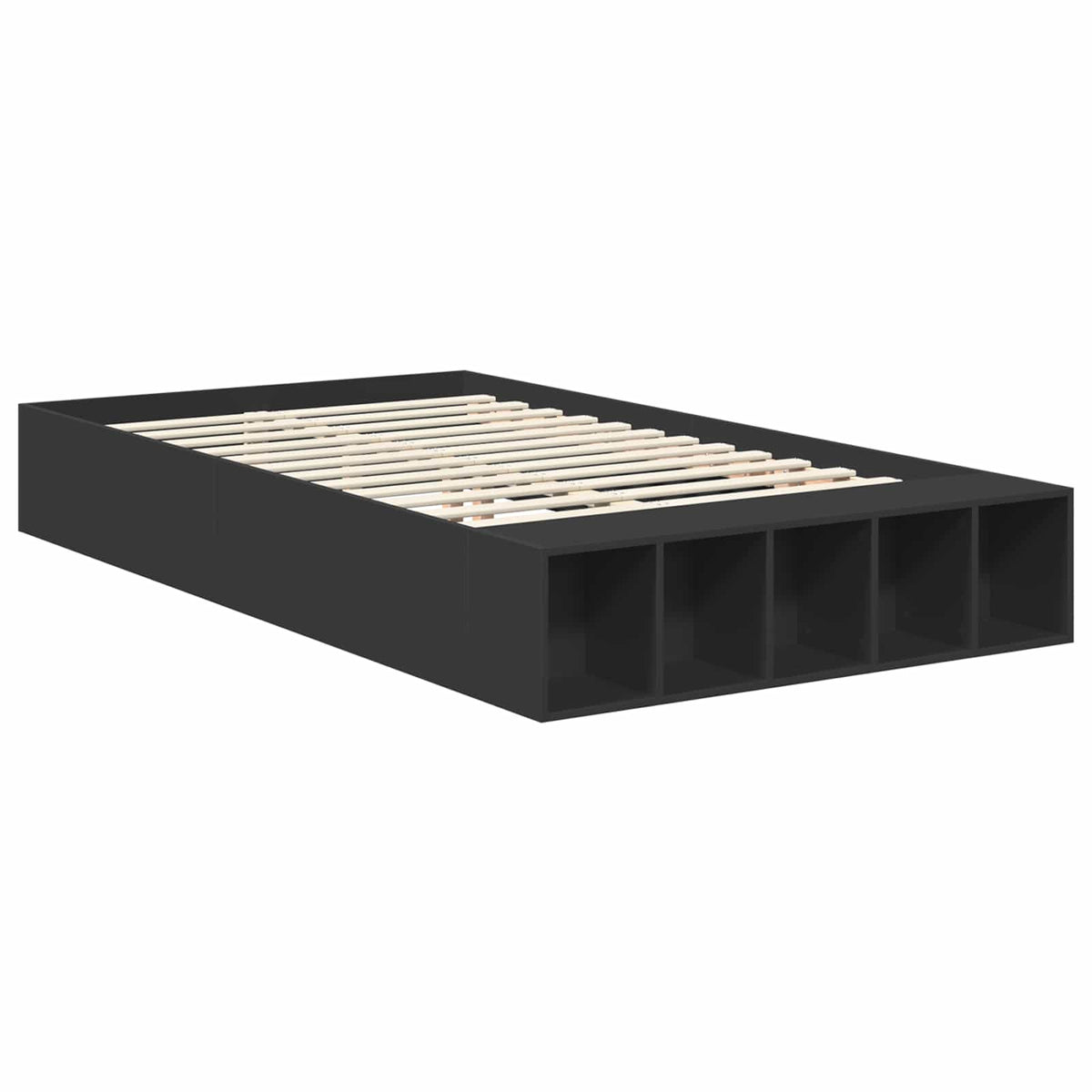 Bed Frame with Shelf Manual Black 120 x 190 cm Engineered Wood