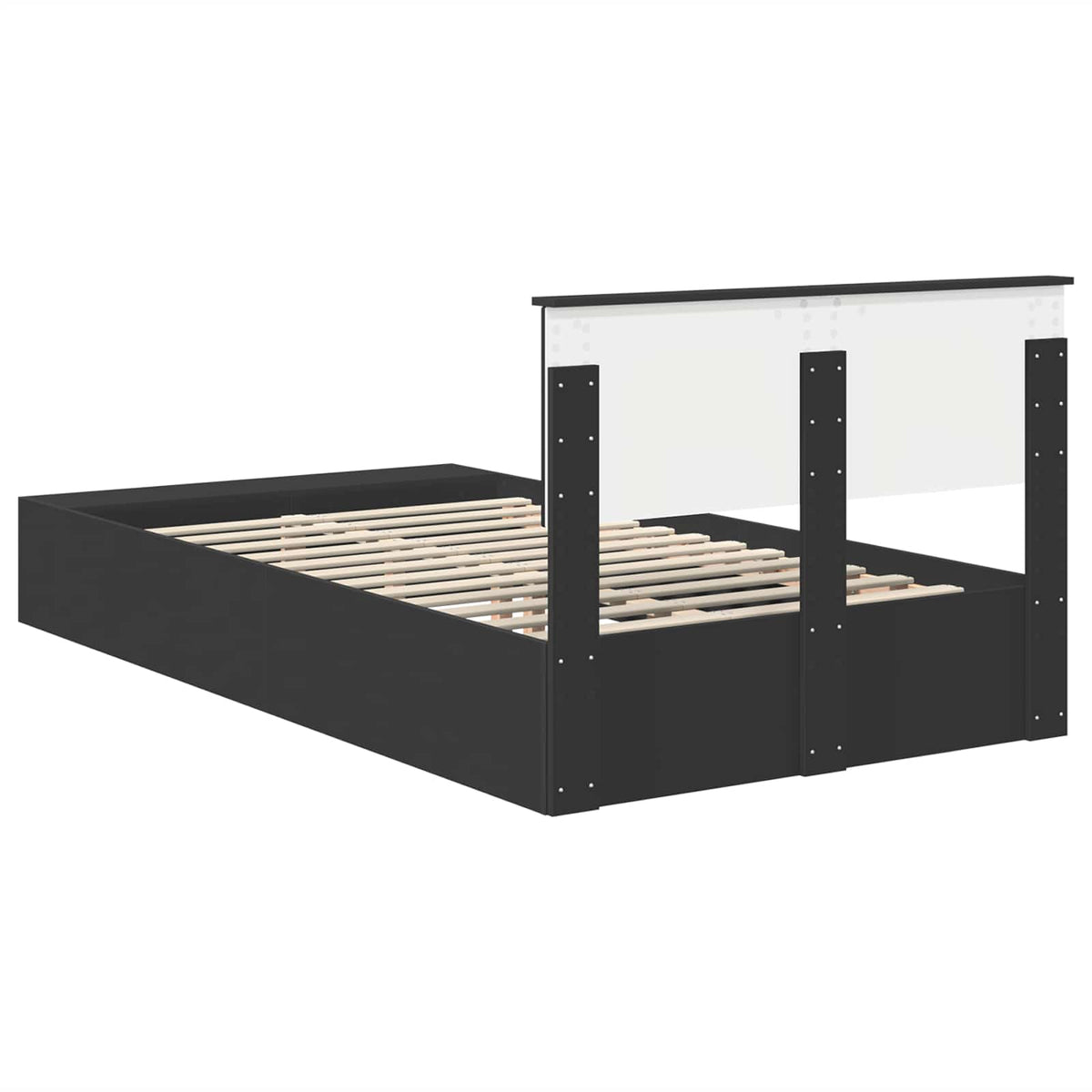 Bed Frame with Shelf Manual Black 120 x 190 cm Engineered Wood
