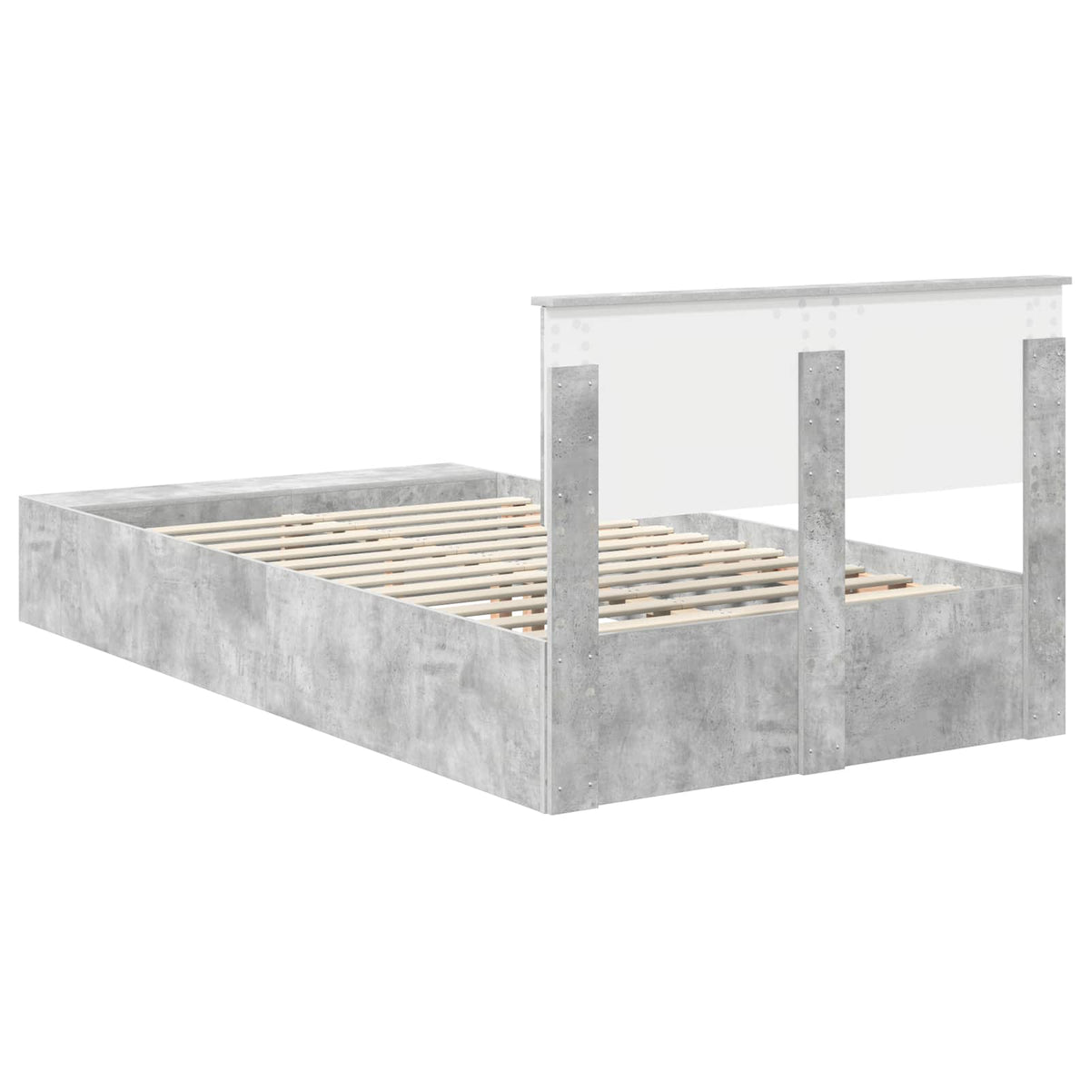 Bed Frame with Shelf Concrete Grey 120 x 190 cm Engineered Wood