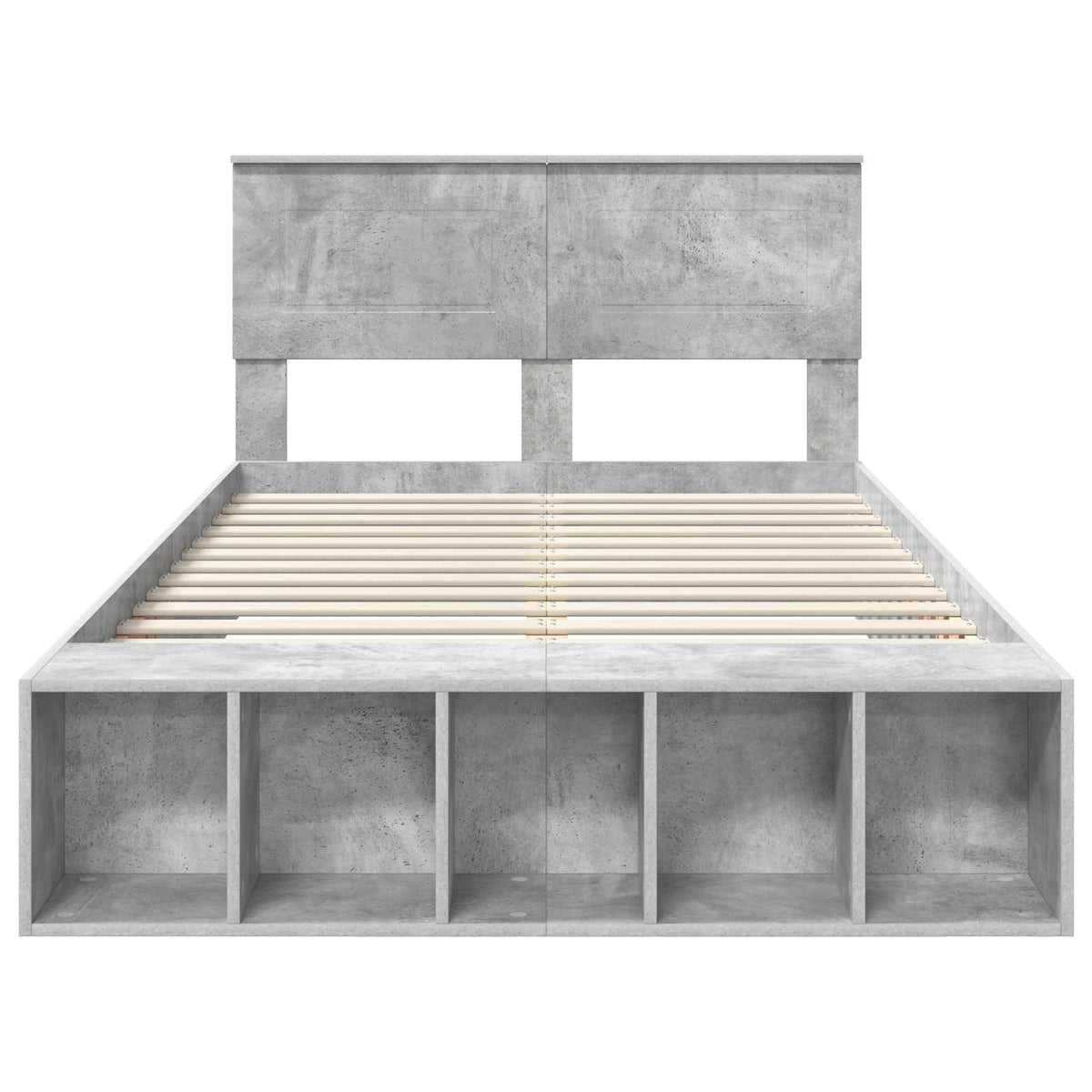 Bed Frame with Shelf Concrete Grey 120 x 190 cm Engineered Wood