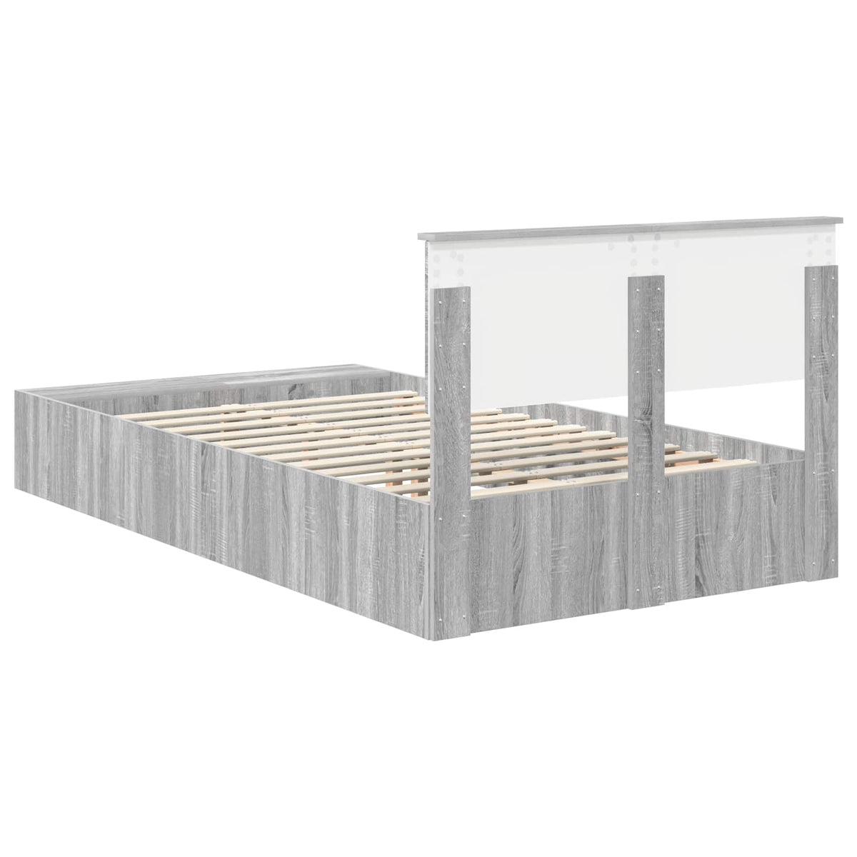 Bed Frame with Shelf Grey Sonoma 120 x 190 cm Engineered Wood