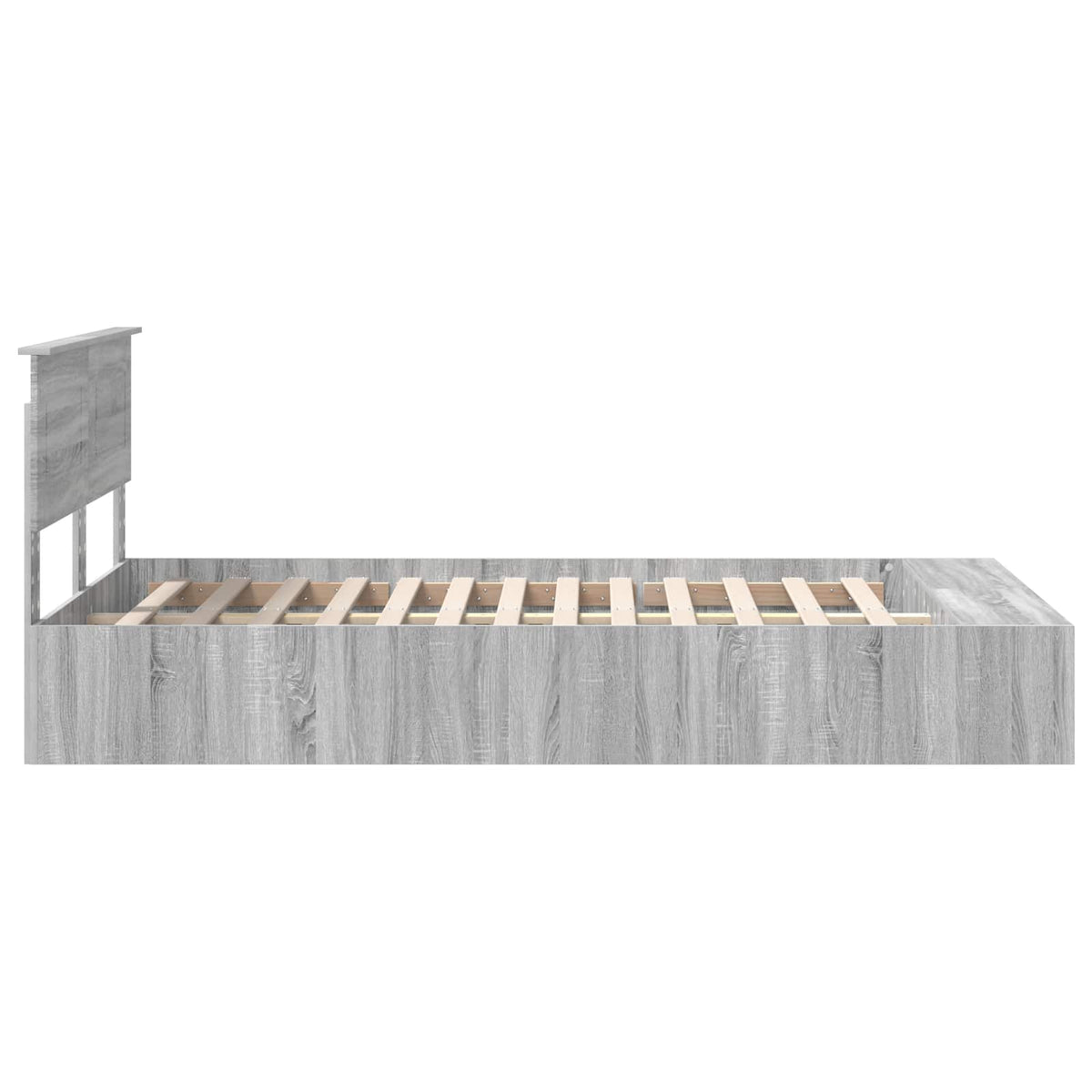 Bed Frame with Shelf Grey Sonoma 120 x 190 cm Engineered Wood