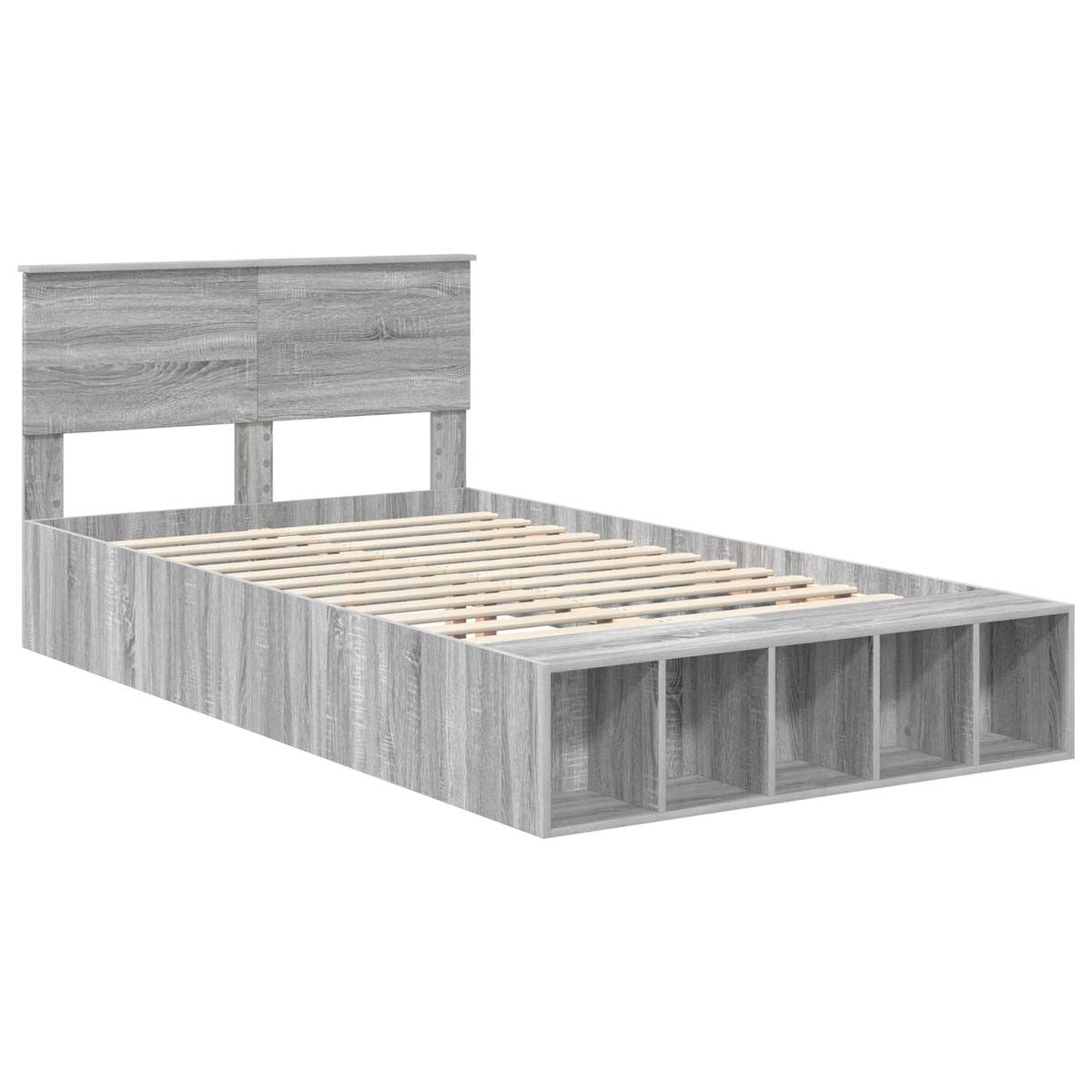 Bed Frame with Shelf Grey Sonoma 120 x 200 cm Engineered Wood