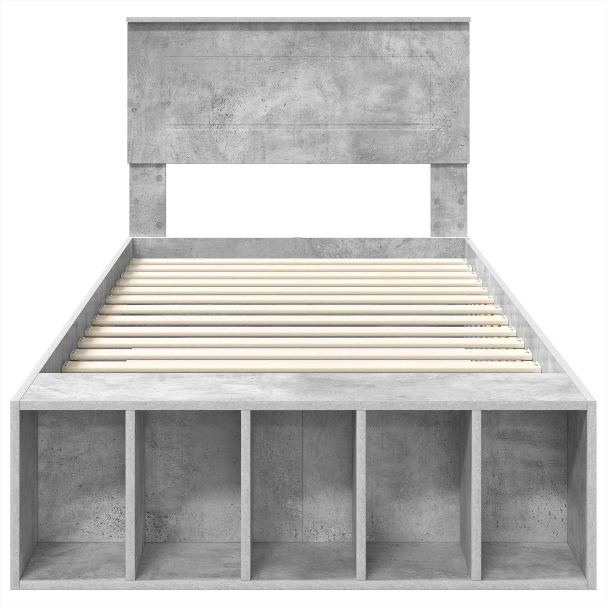 Bed Frame with Shelf Concrete Grey 90 x 200 cm Engineered Wood