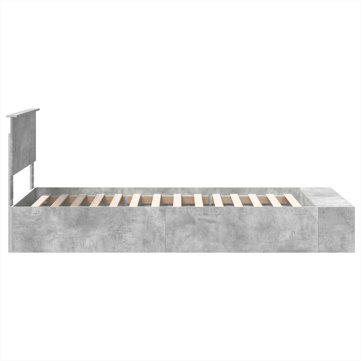 Bed Frame with Shelf Concrete Grey 90 x 200 cm Engineered Wood