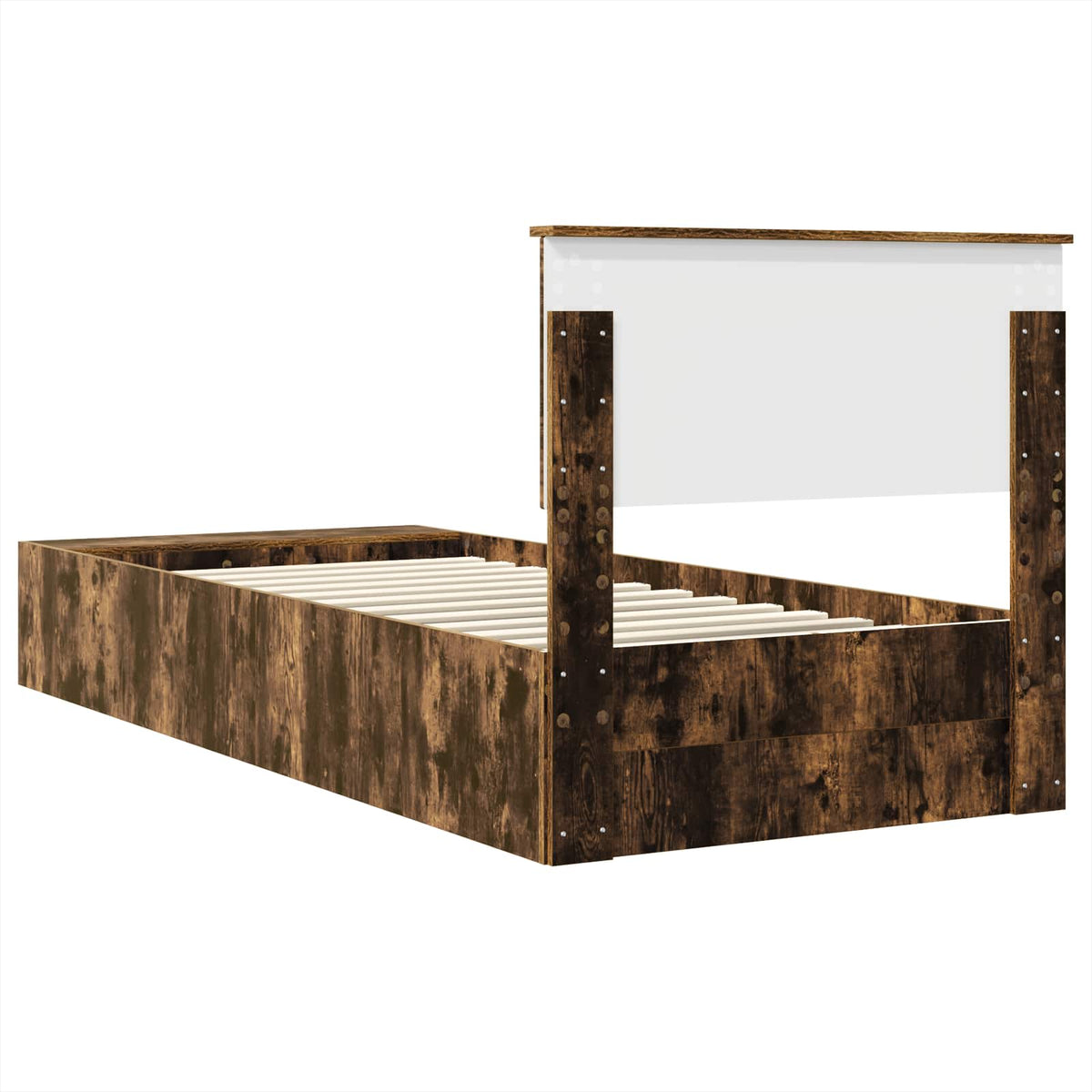 Bed Frame with Shelf Smoked Oak 100 x 200 cm Engineered Wood