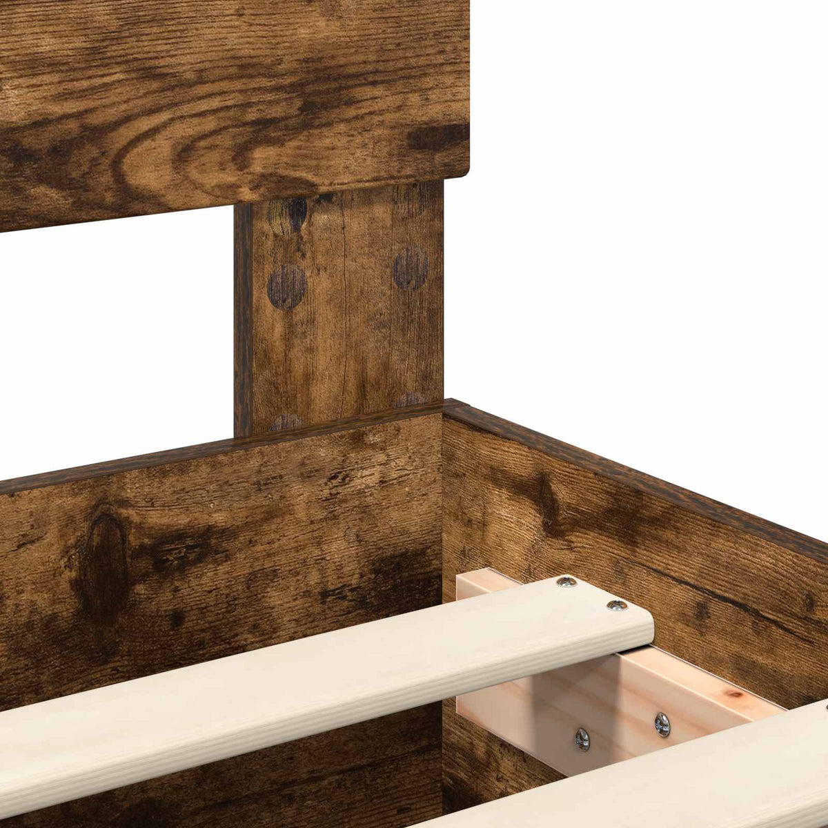 Bed Frame with Shelf Smoked Oak 90 x 200 cm Engineered Wood
