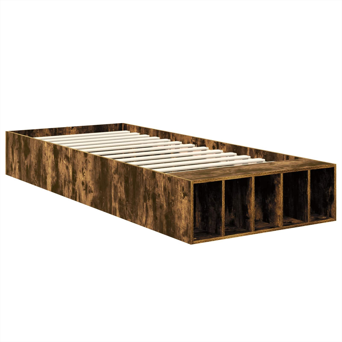 Bed Frame with Shelf Smoked Oak 90 x 200 cm Engineered Wood