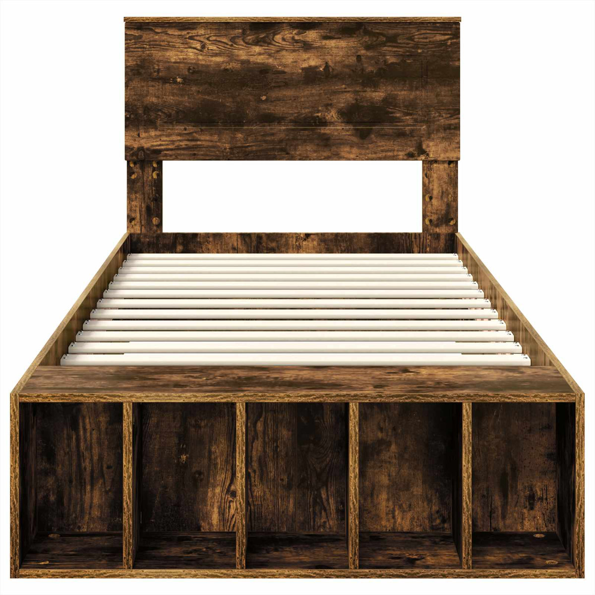 Bed Frame with Shelf Smoked Oak 90 x 200 cm Engineered Wood