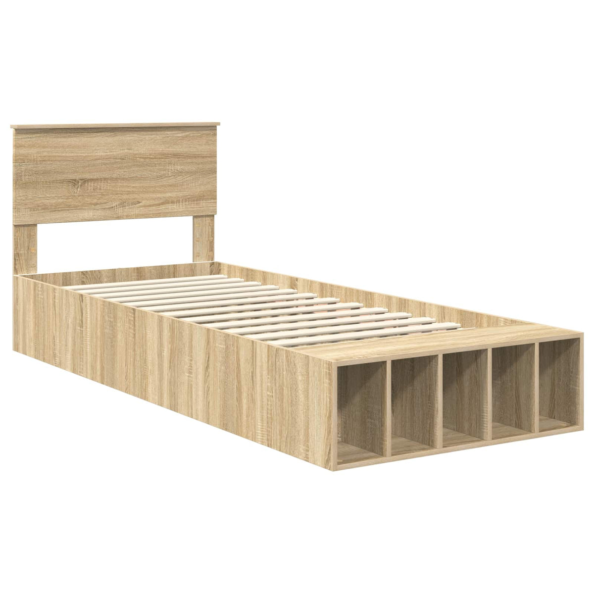 Bed Frame with Shelf Sonoma Oak 75 x 190 cm Engineered Wood