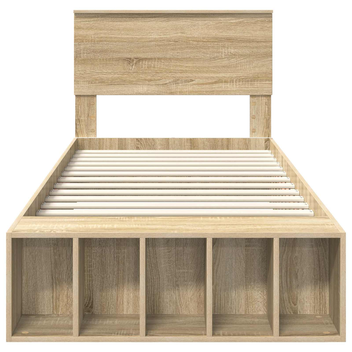 Bed Frame with Shelf Sonoma Oak 75 x 190 cm Engineered Wood